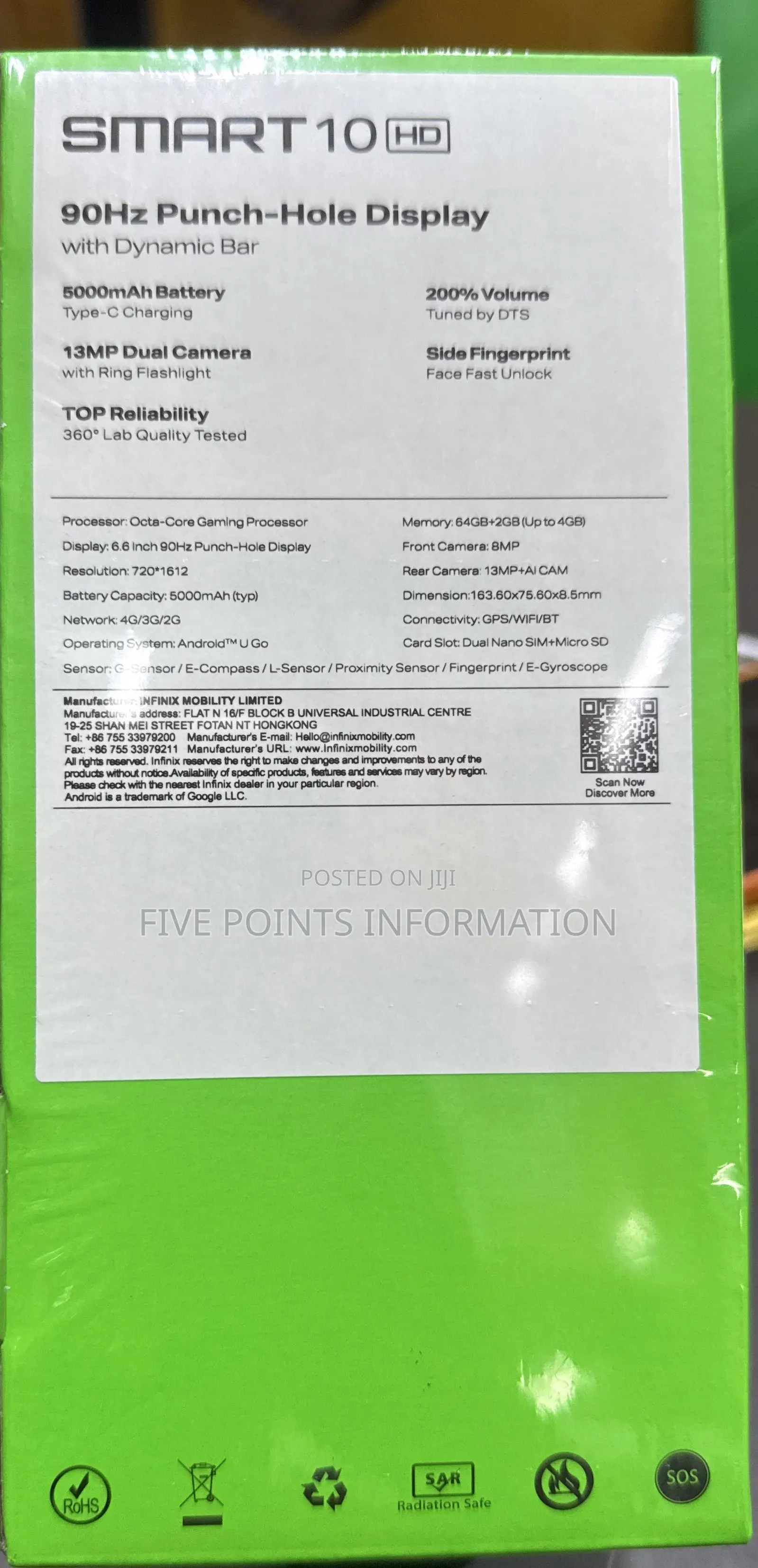 New Infinix Smart 10 HD 64 GB Green