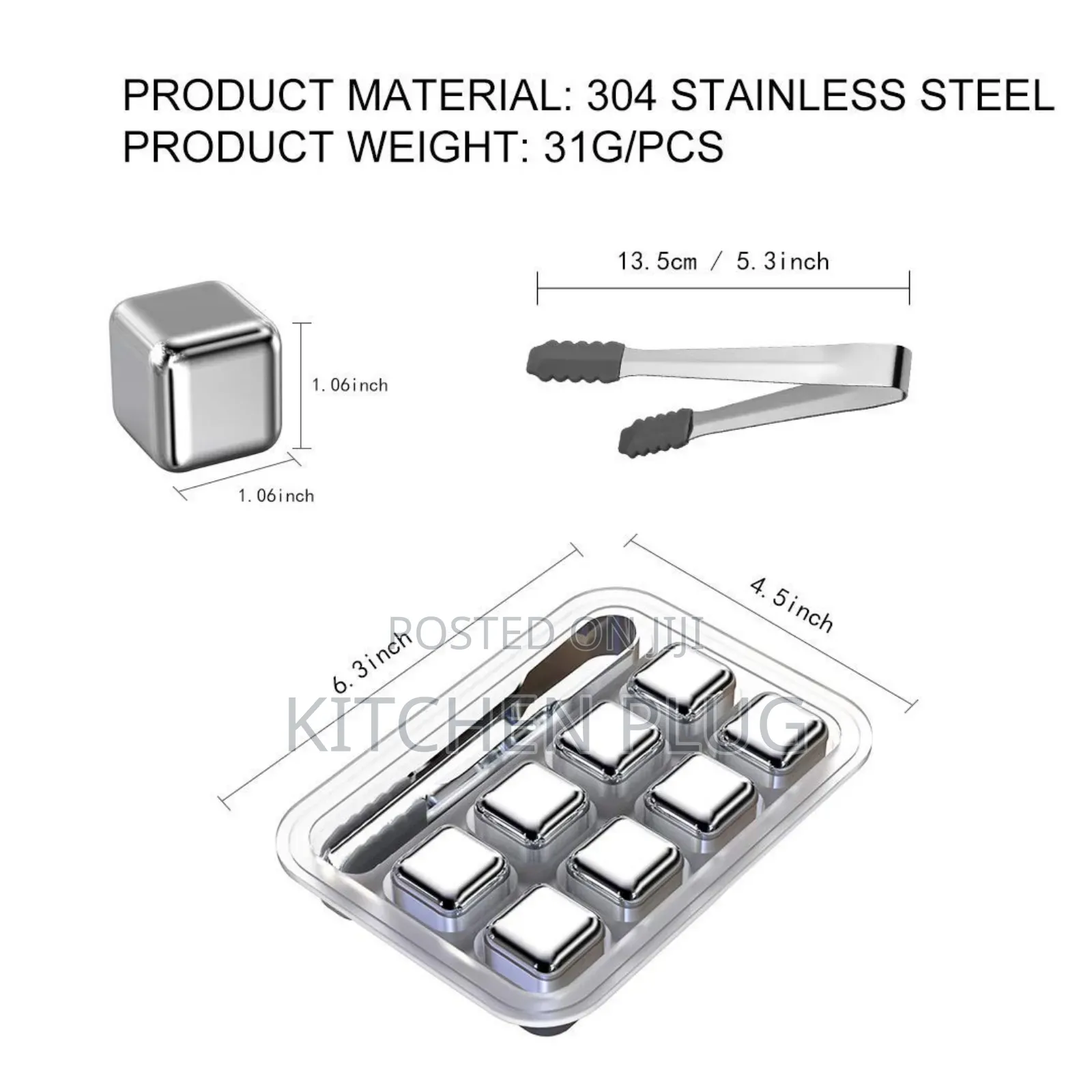Reusable Ice Cubes Whiskey Stones, 8 PCS