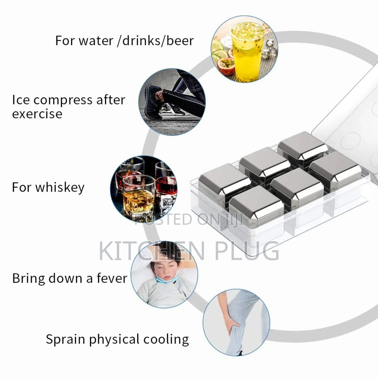 Reusable Ice Cubes Whiskey Stones, 8 PCS