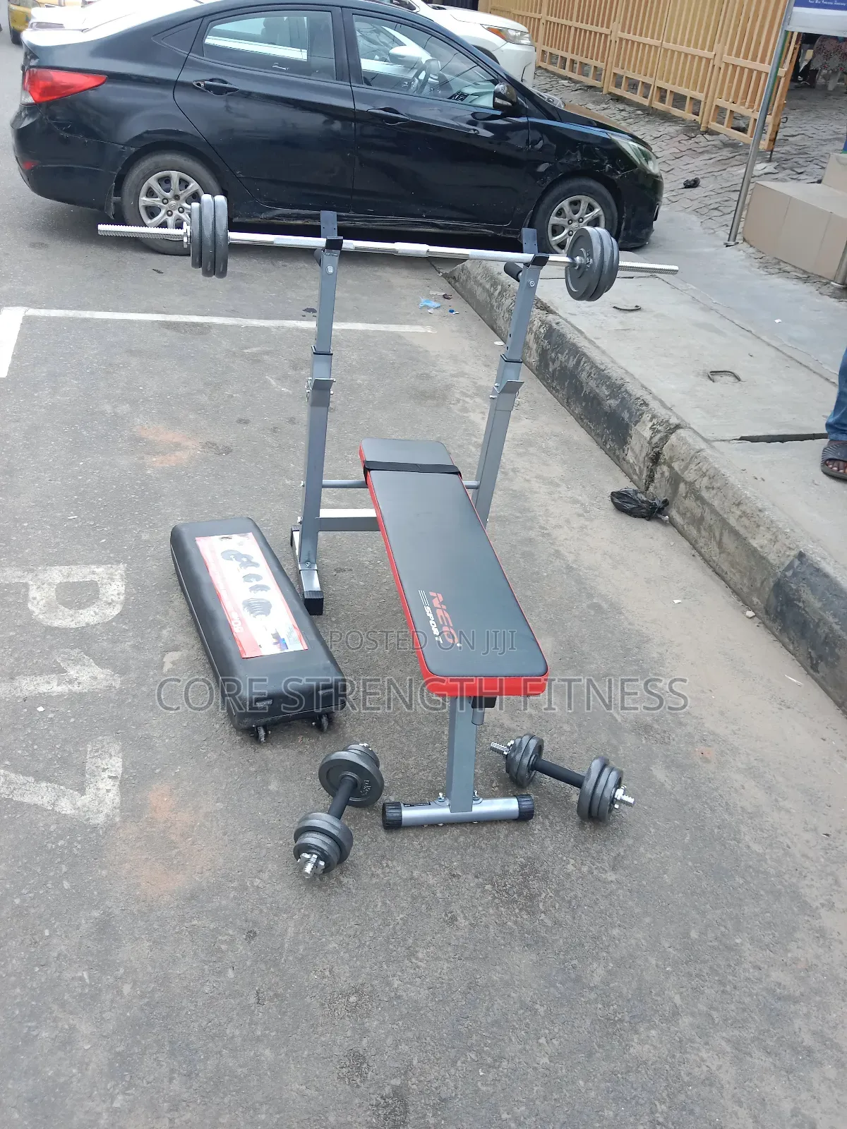 Neo Sports Weight Lifting Bench Press With 50kg Barbell Dumbbell Set
