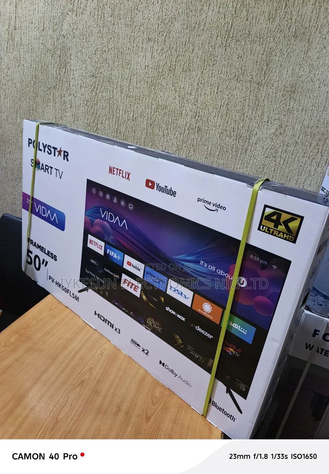 Original Polystar New Design Frameless Tv 50" 4kuhd Smart Netflix Etc.