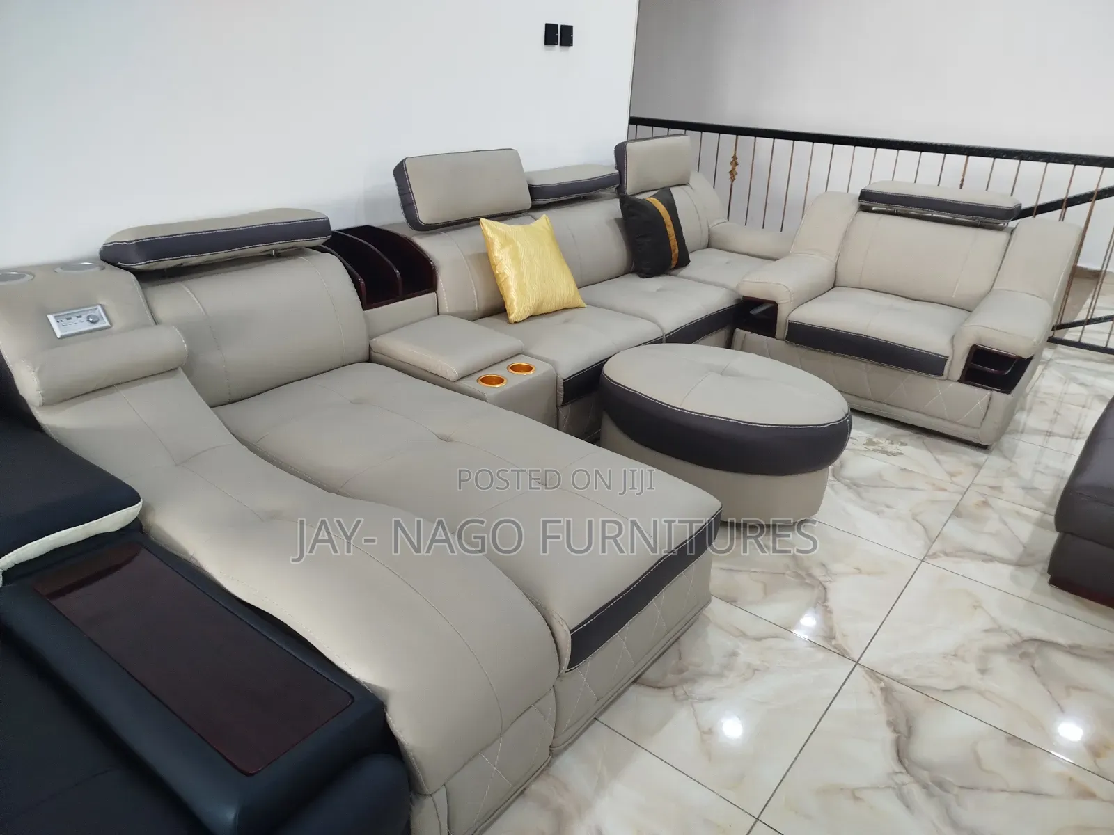 Turkish Leather L Shaped Sofa Chair