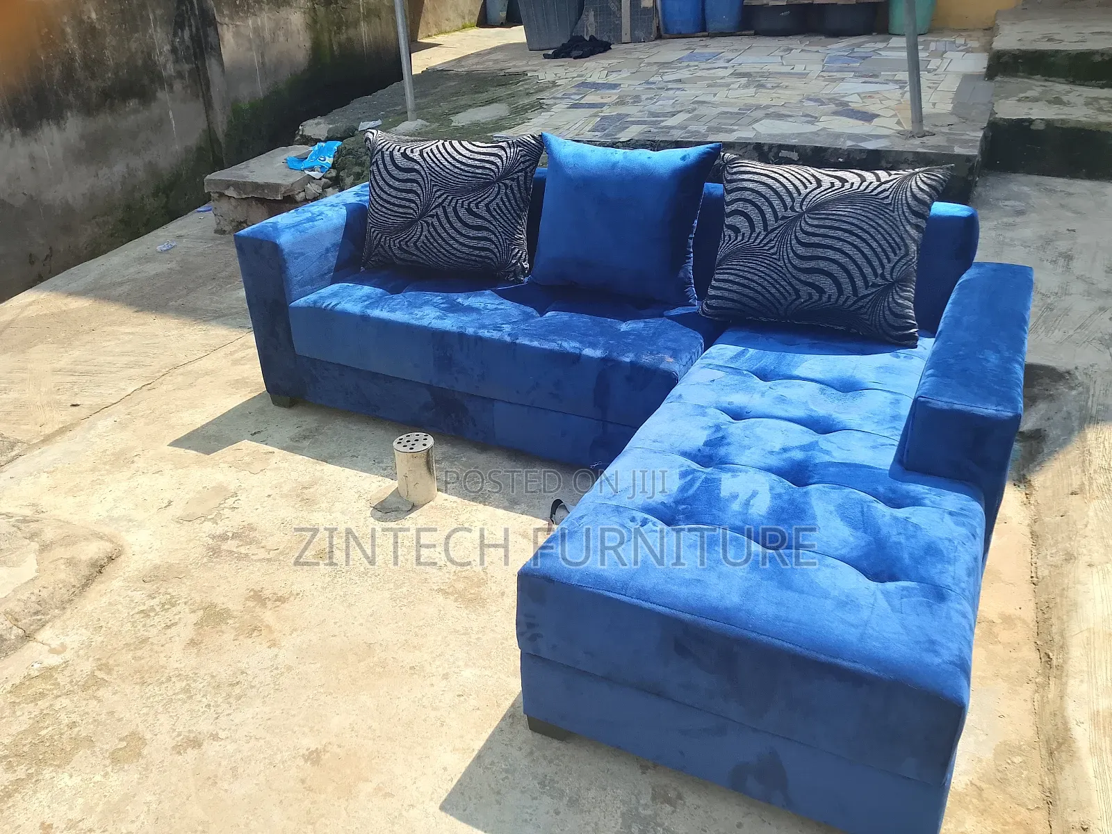 Blue Color L Shape Chair