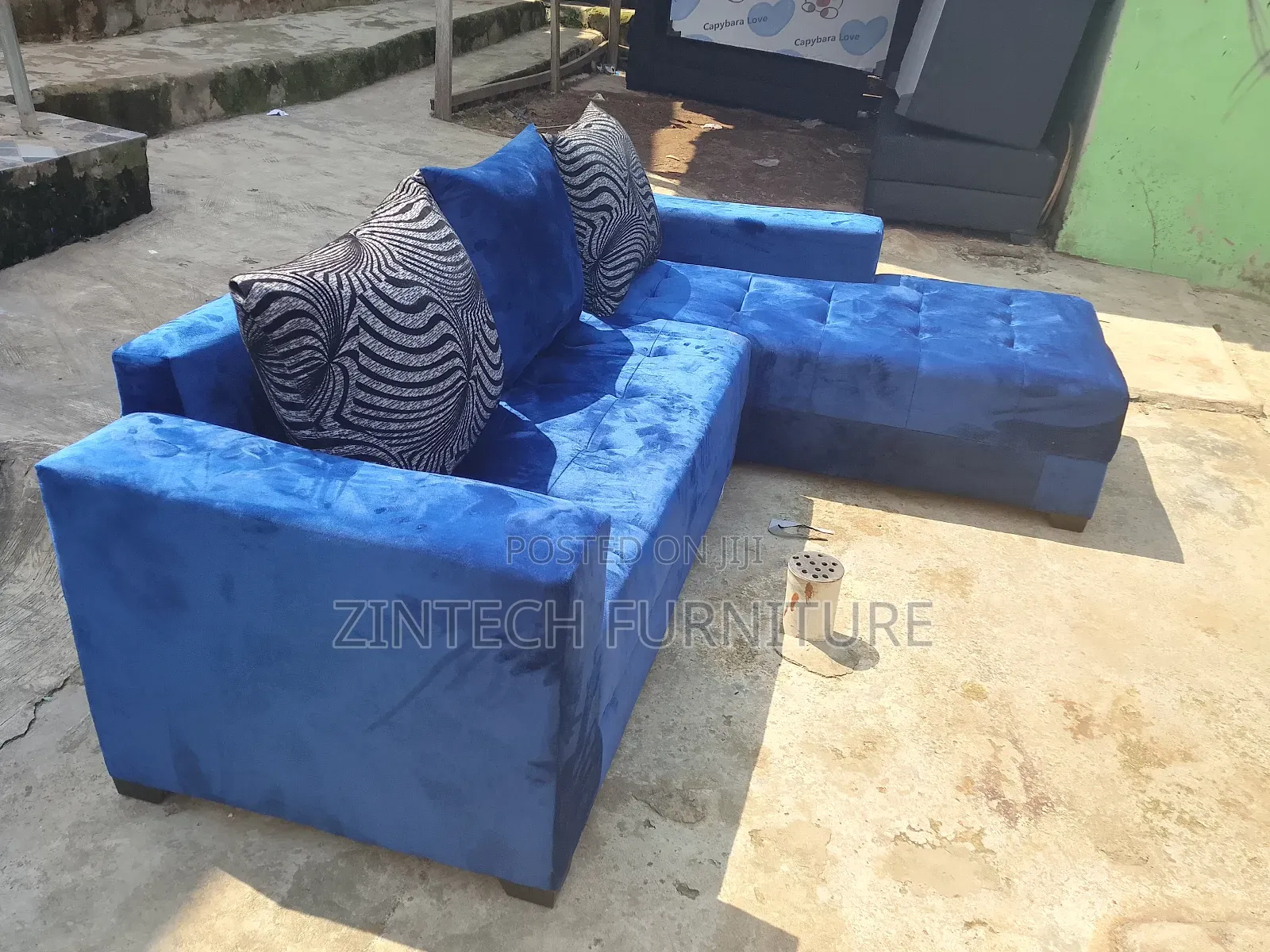 Blue Color L Shape Chair