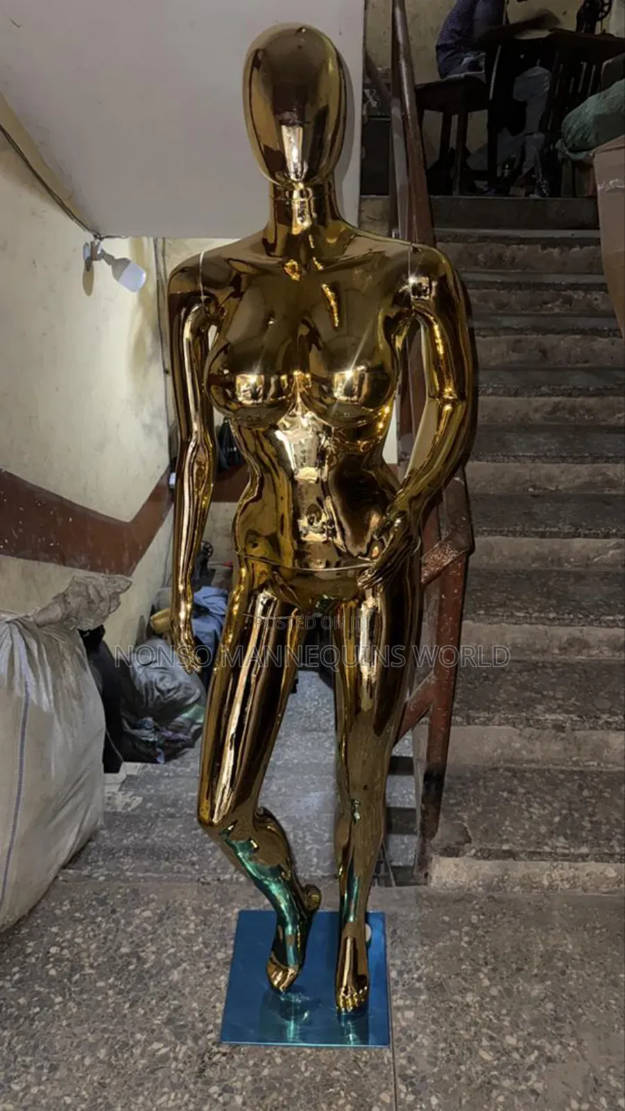 Size 12 Gold Chrome Female Faceless Mannequin