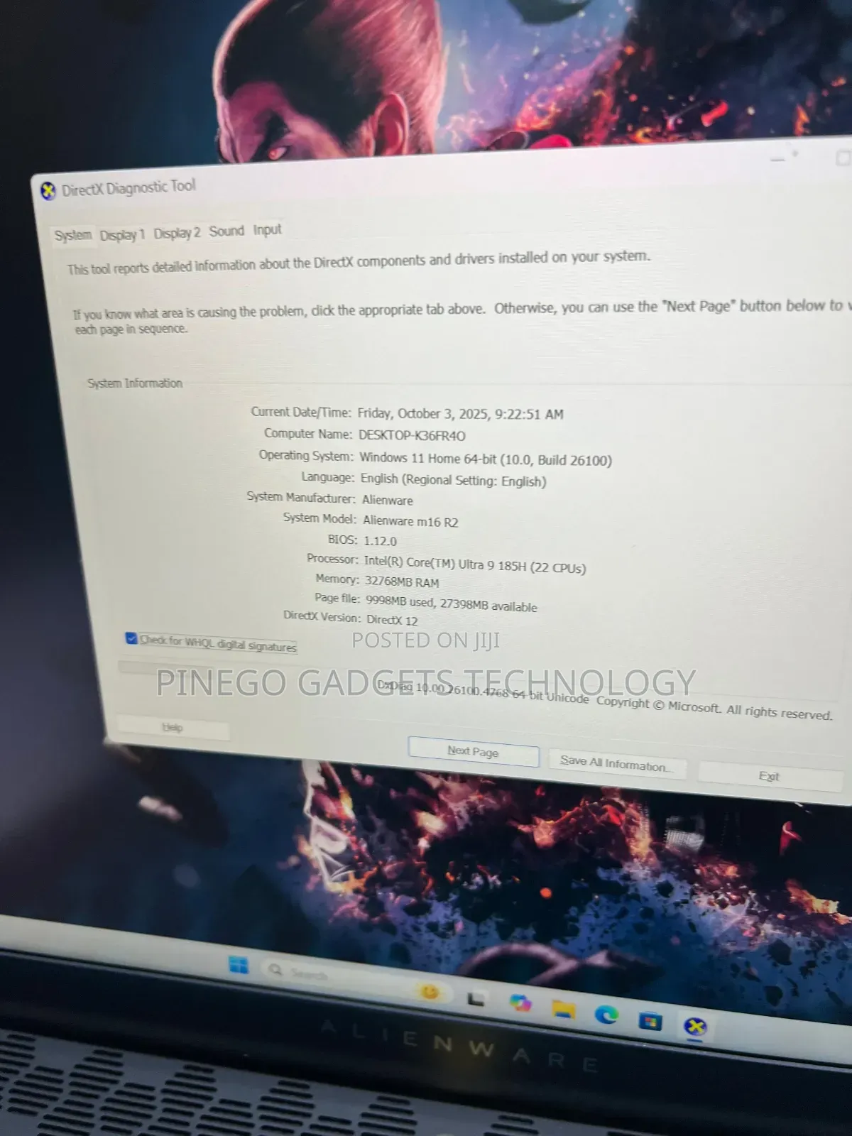 Laptop Dell Alienware M16 R2 32GB Intel Core Ultra 9 SSD 1T