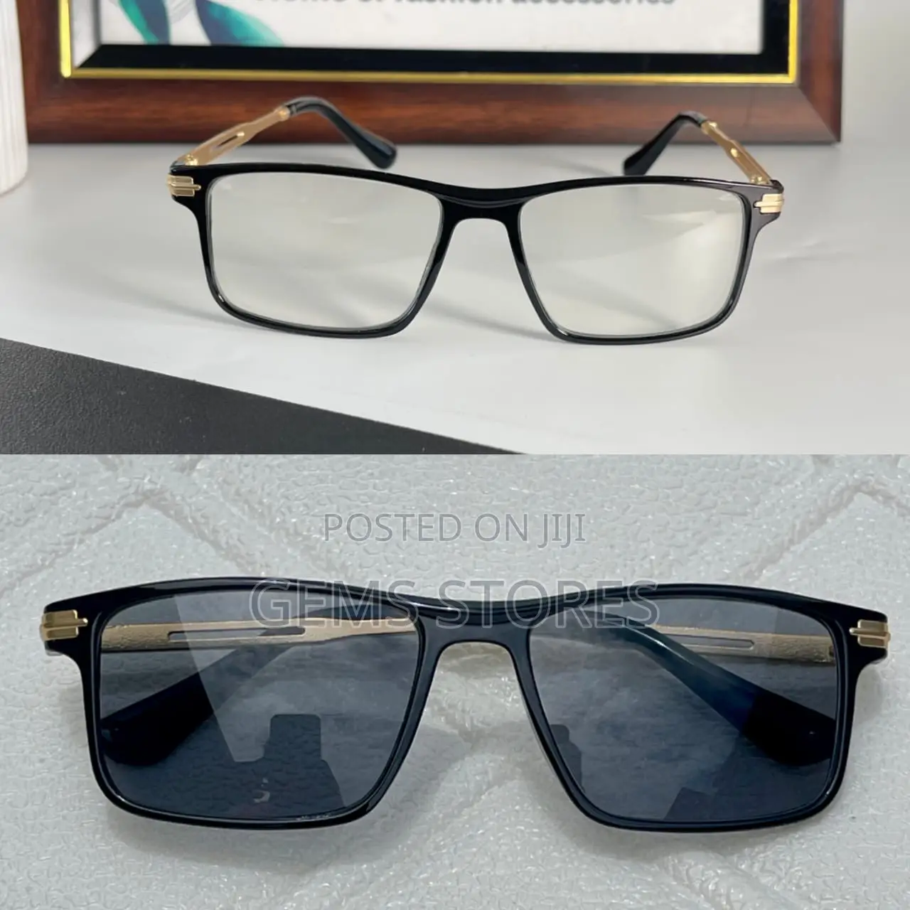 Classic Black Gold Photochromic Glasses - Timeless Frames