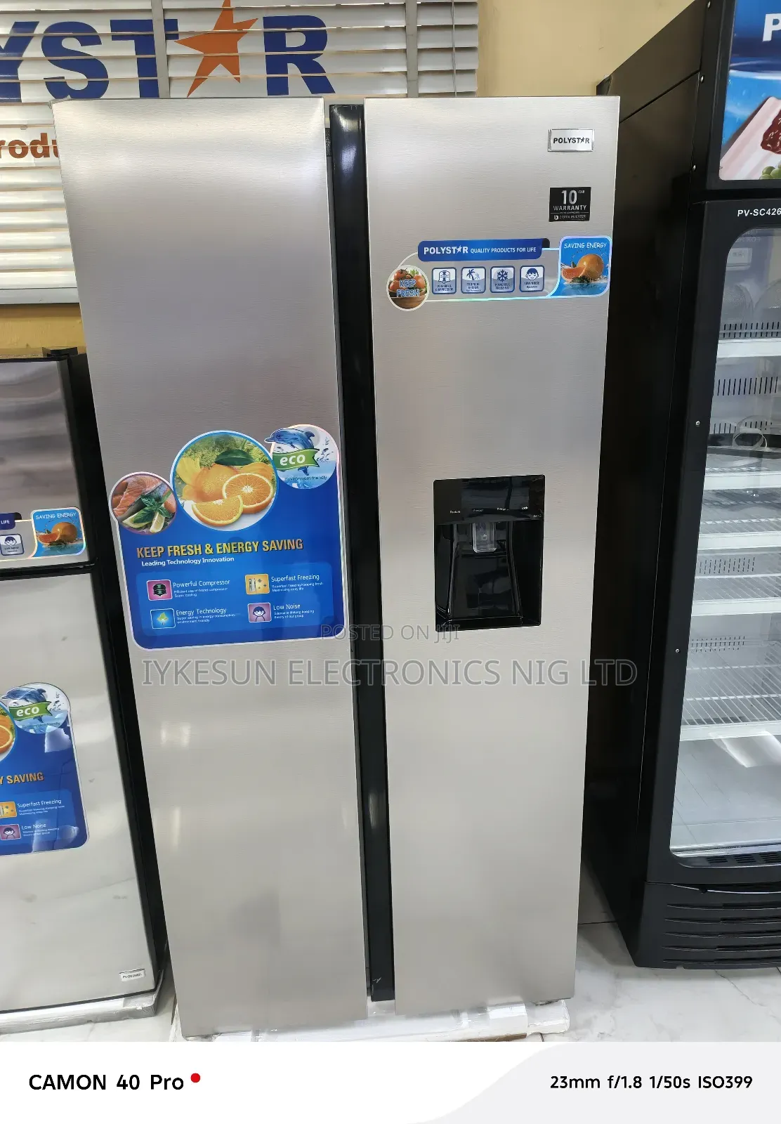 Original Polystar 550litters Side by Side Inverter Fridge Freezer