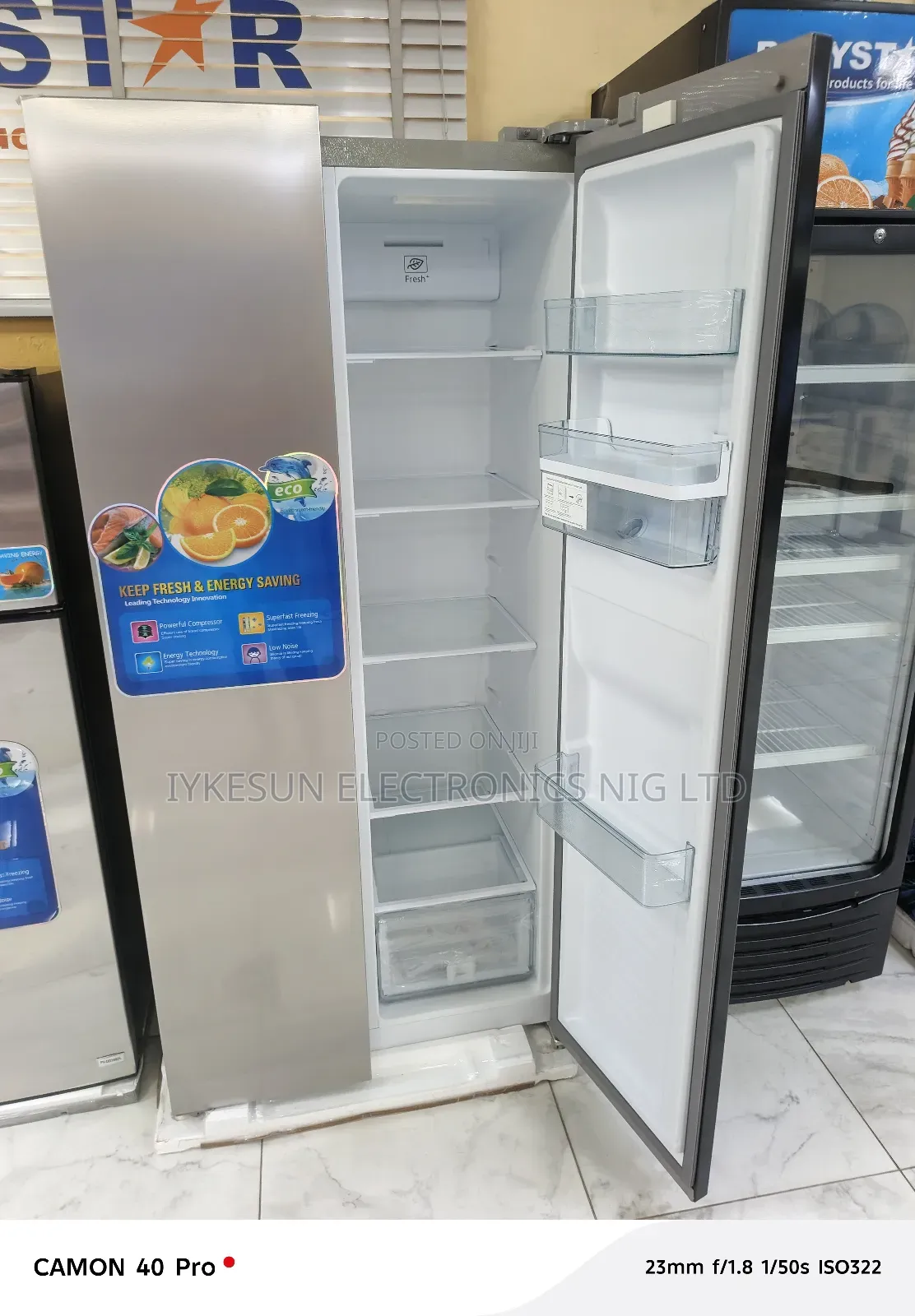Original Polystar 550litters Side by Side Inverter Fridge Freezer