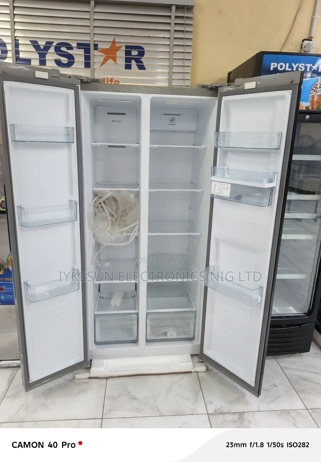 Original Polystar 550litters Side by Side Inverter Fridge Freezer