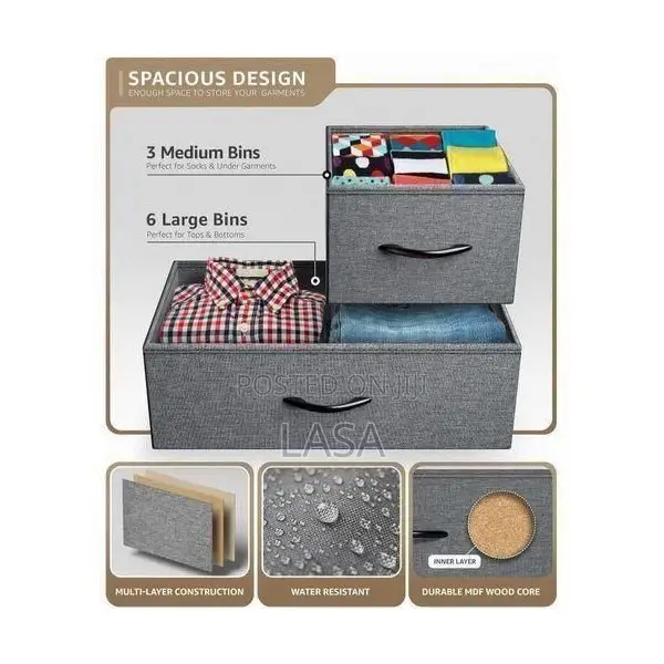 9-tier Dark Grey Fabric Cabinet
