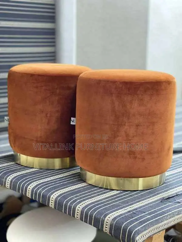 Rust Velvet Pouf