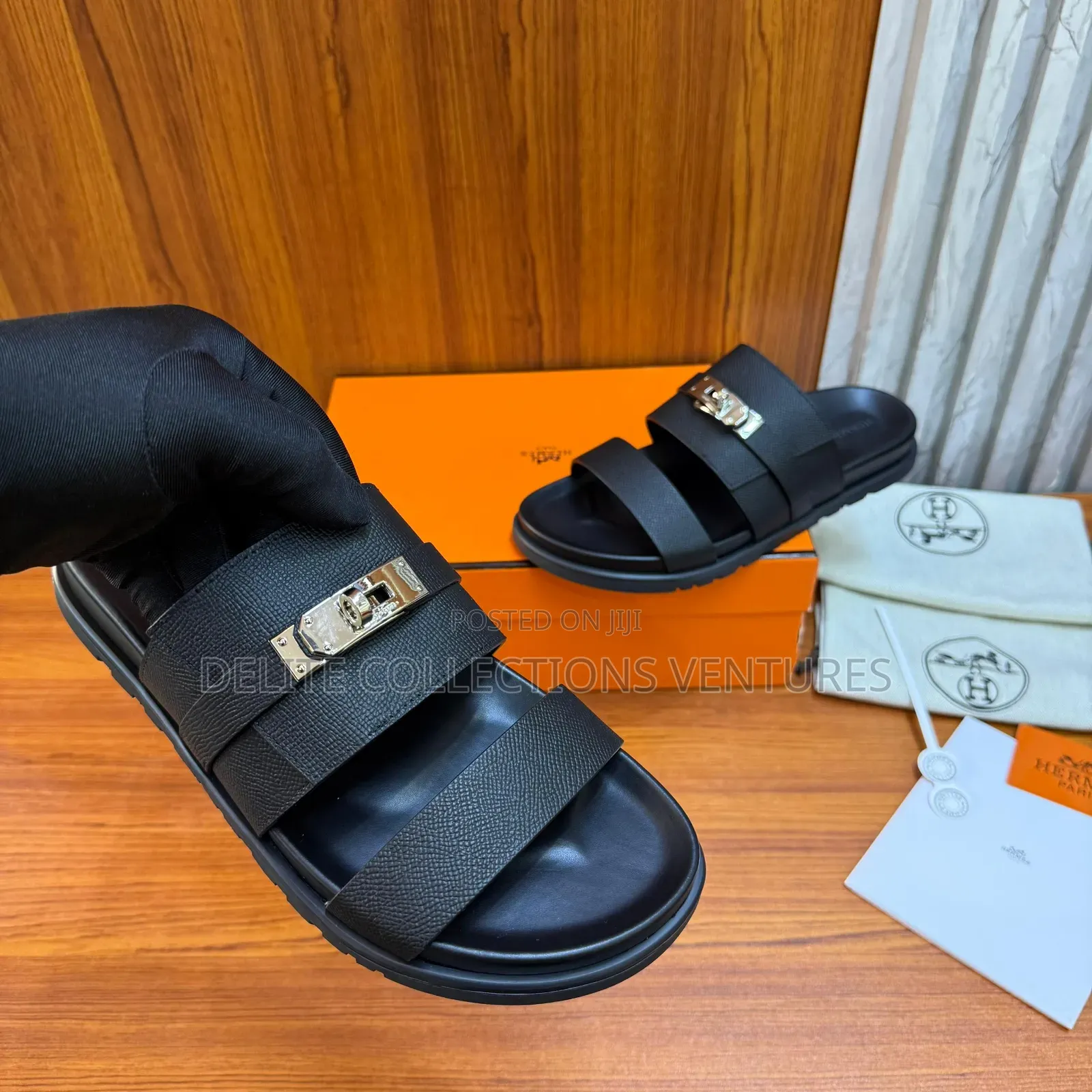 Original Hermes Jackson Sandal. 
Color: Noir / Naturel H.