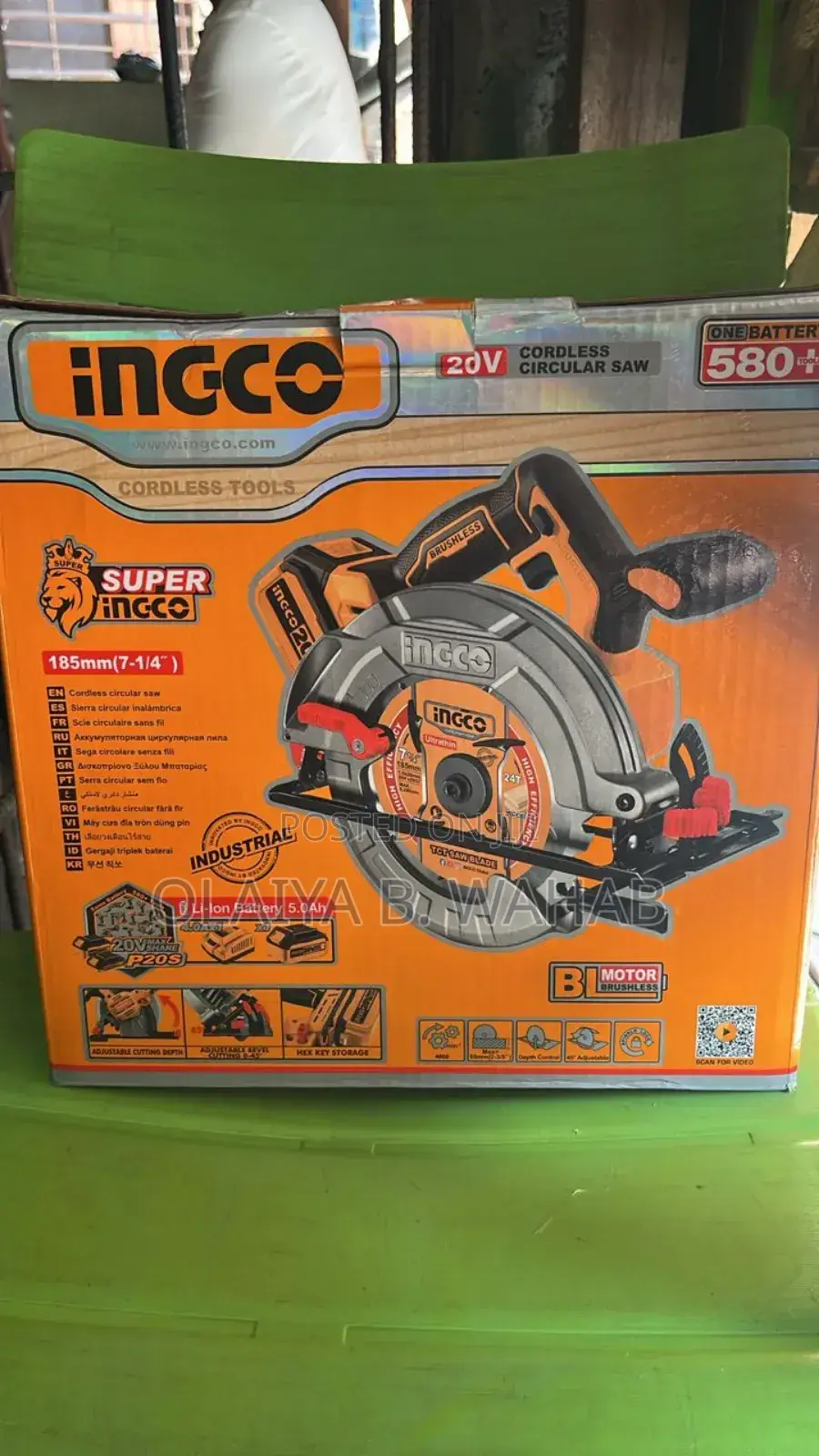 20v Cordless Circular Saw – 185mm (7-1/4”) 5.0ah Li-Ion Battery