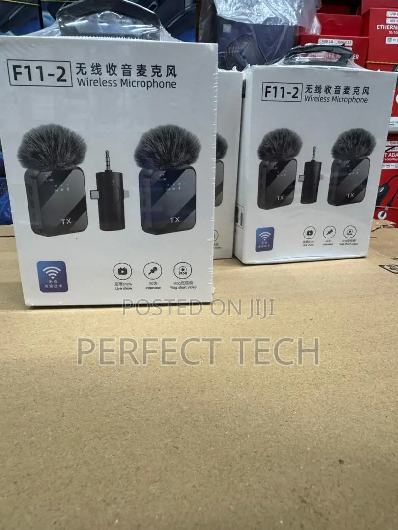 Wireless Lavalier Microphone F11-2 Dual Lapel Mics Type C Smartphones