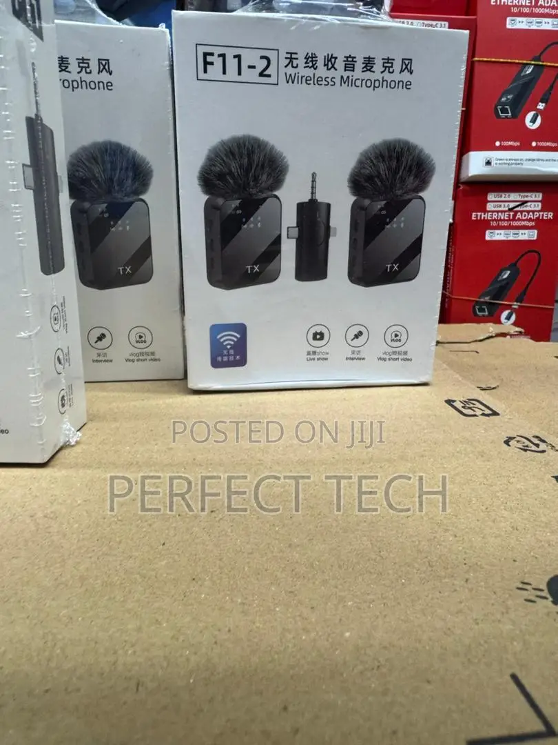Wireless Lavalier Microphone F11-2 Dual Lapel Mics Type C Smartphones