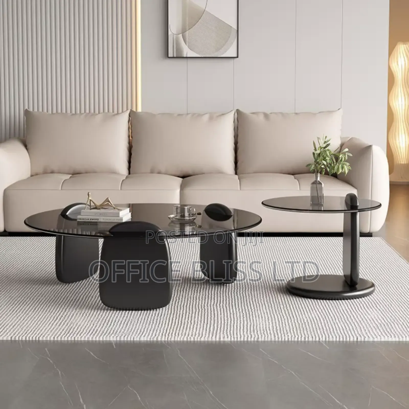 New Modern Design Glass Coffee Center Table With Side Stool