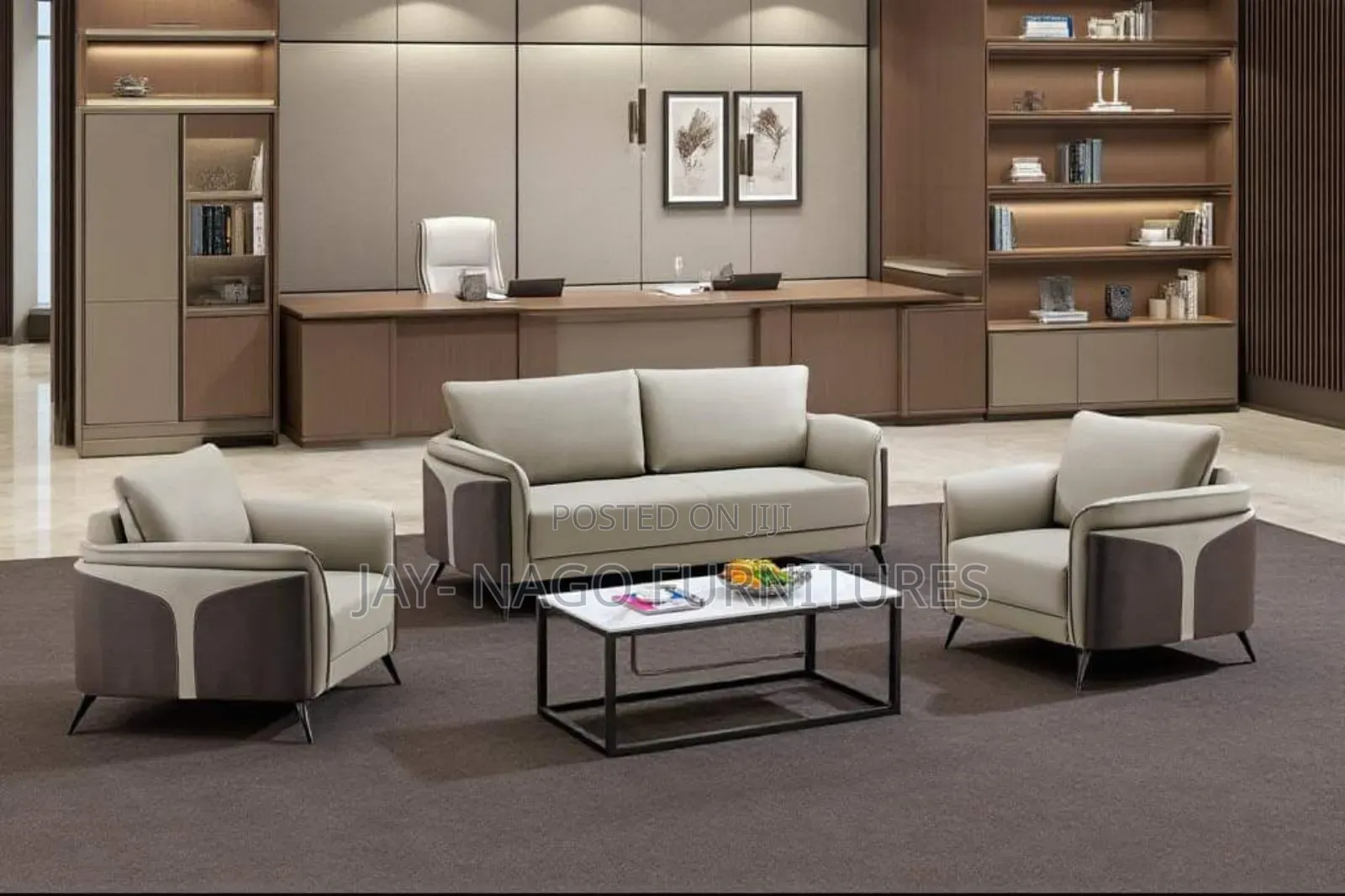 Office 5 Seater Leather Sofa Chair Without Table