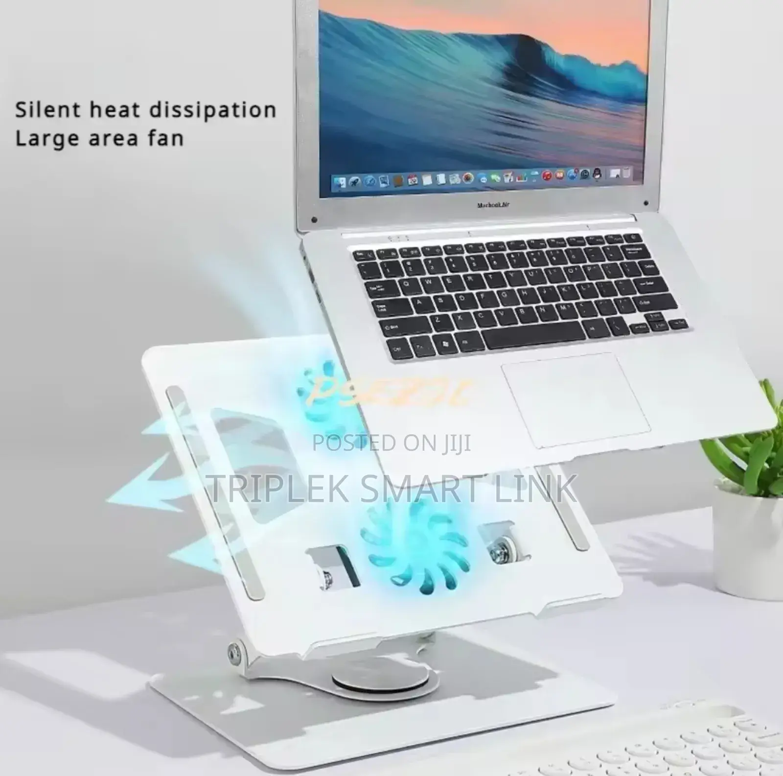 360° Rotating Metal Cooling Fan Laptop Stand Desktop Computer