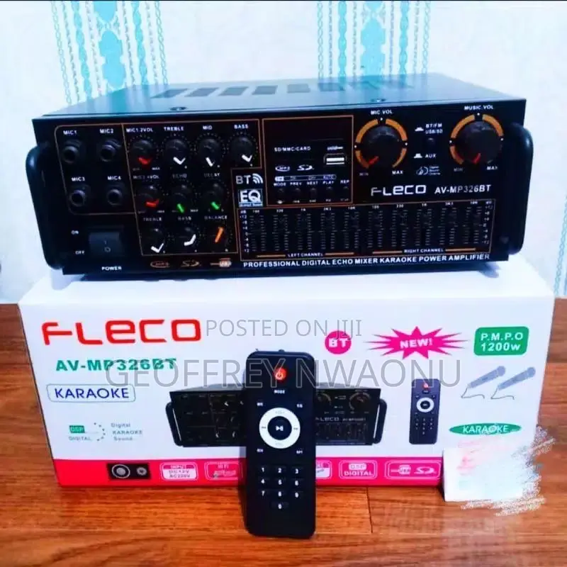 Fleco 1200w Bluetooth Karaoke Amplifier With Usb,Sdcard Dual Mic Echo