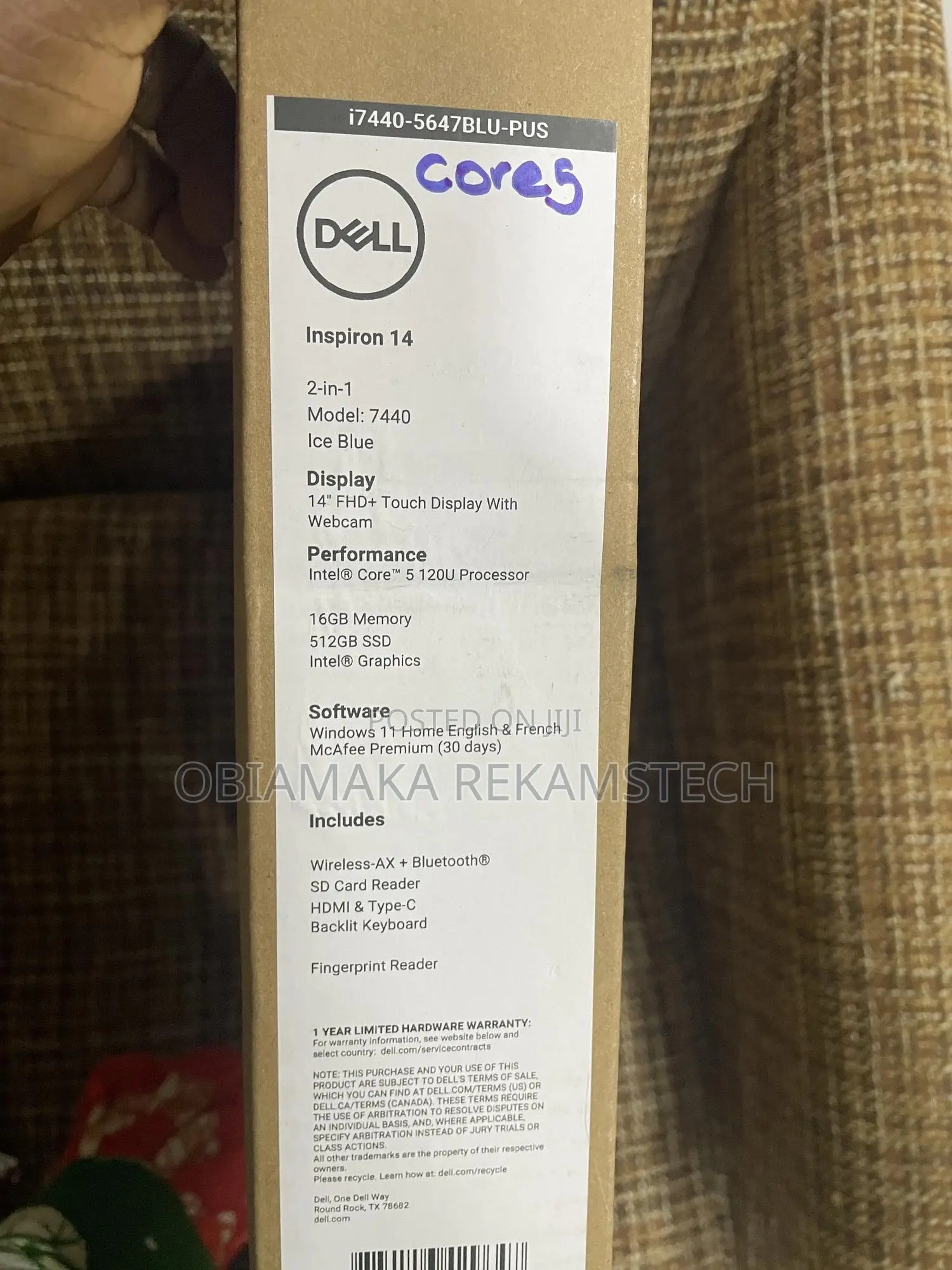 New Laptop Dell Inspiron 14 7447 16GB Intel Core Ultra 5 SSD 512GB