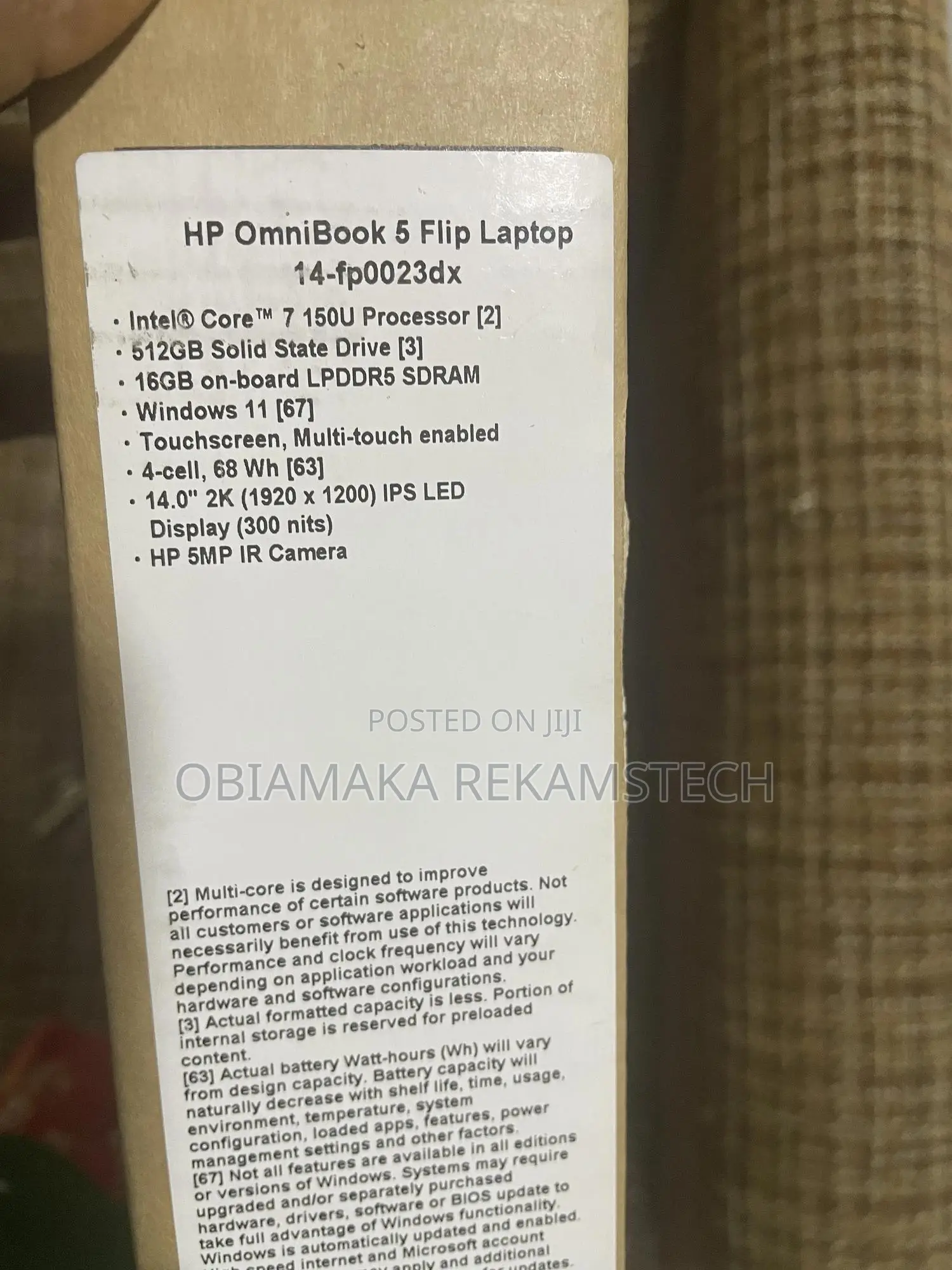 New Laptop HP OmniBook 5 14" 16GB Intel Core Ultra 7 SSD 512GB
