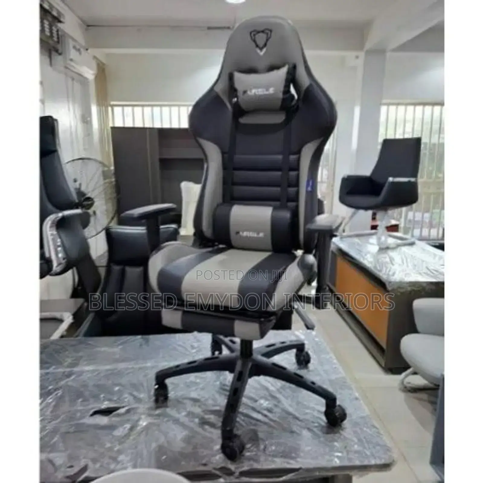 Furgle Computer Racing Gaming Ergonomic Chair + Footrest -Black Gray
