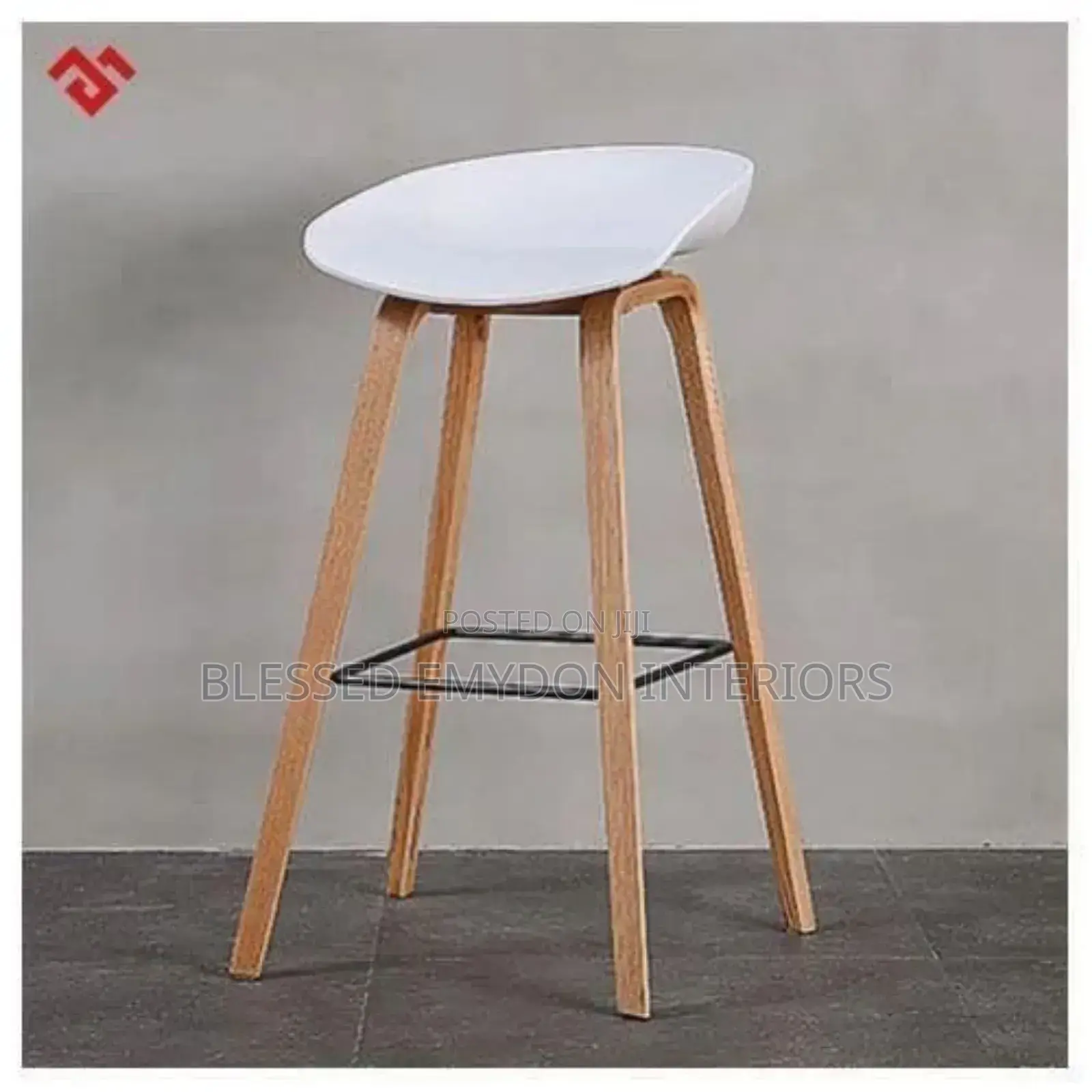 High Kitchen Island Design Bar Stools- Black/White Set of 2