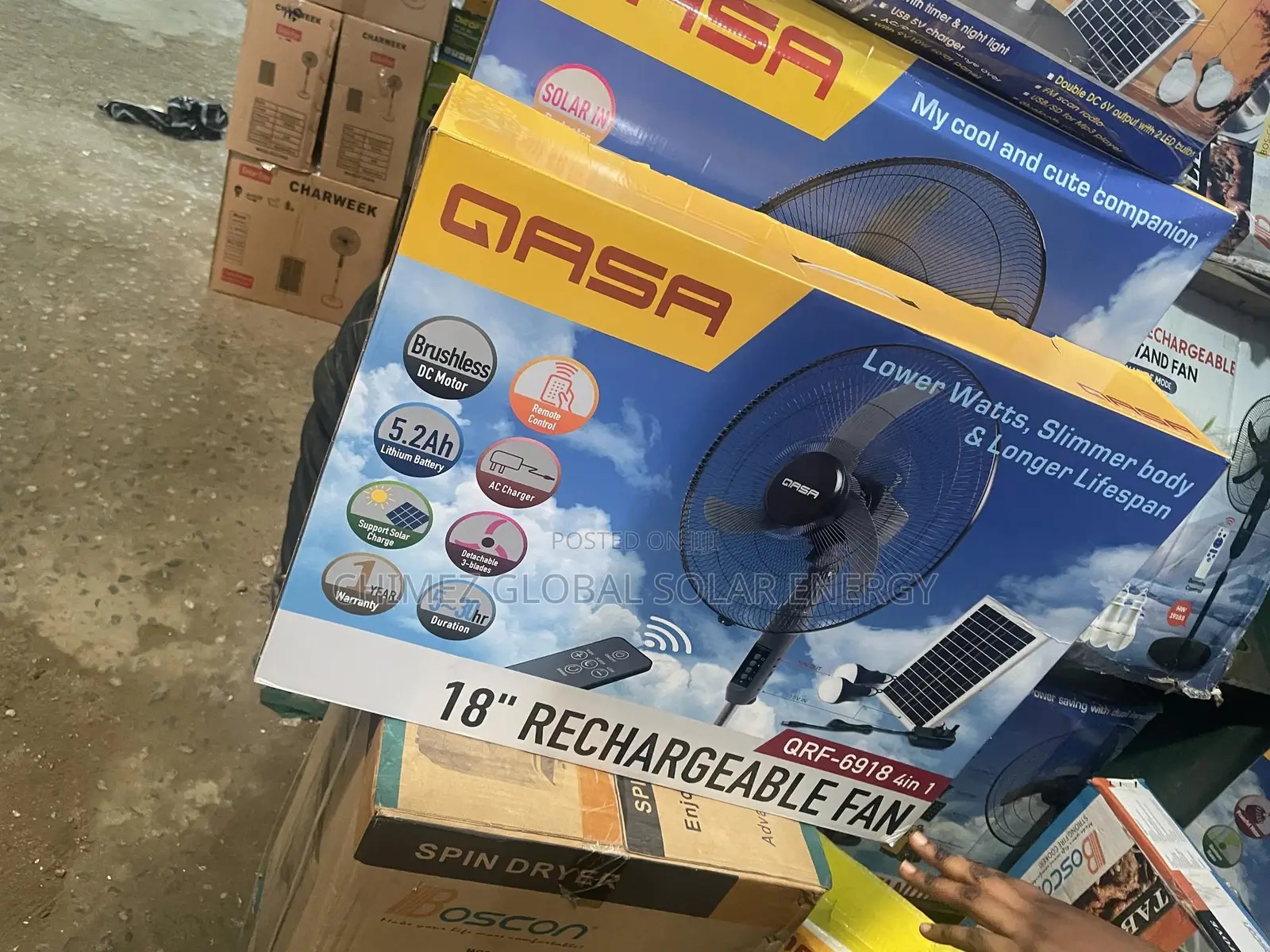 Solar Rechargeable Fan (4 In 1)