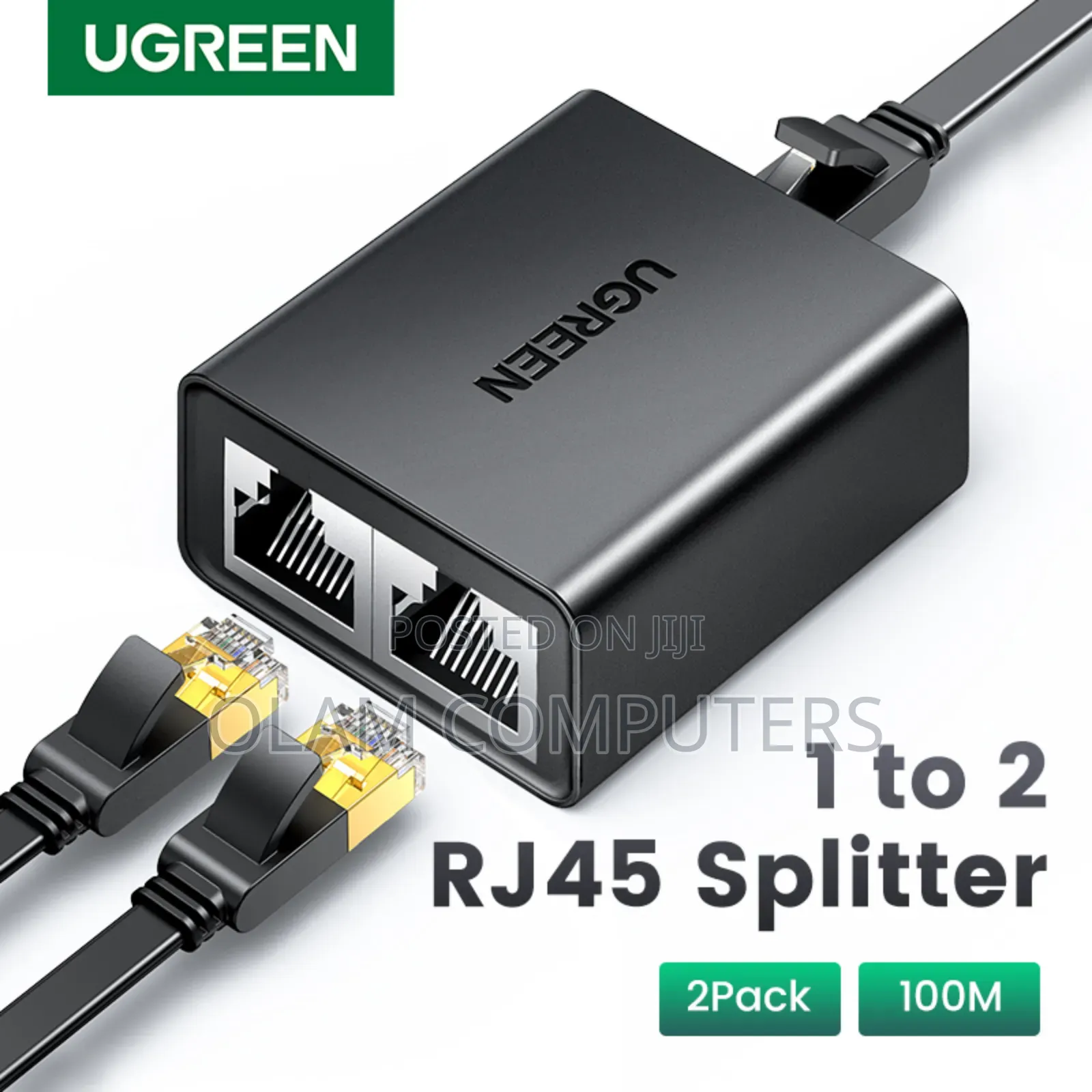 Ugreen Rj45 Splitter Adapter 2 Pack (Black)
