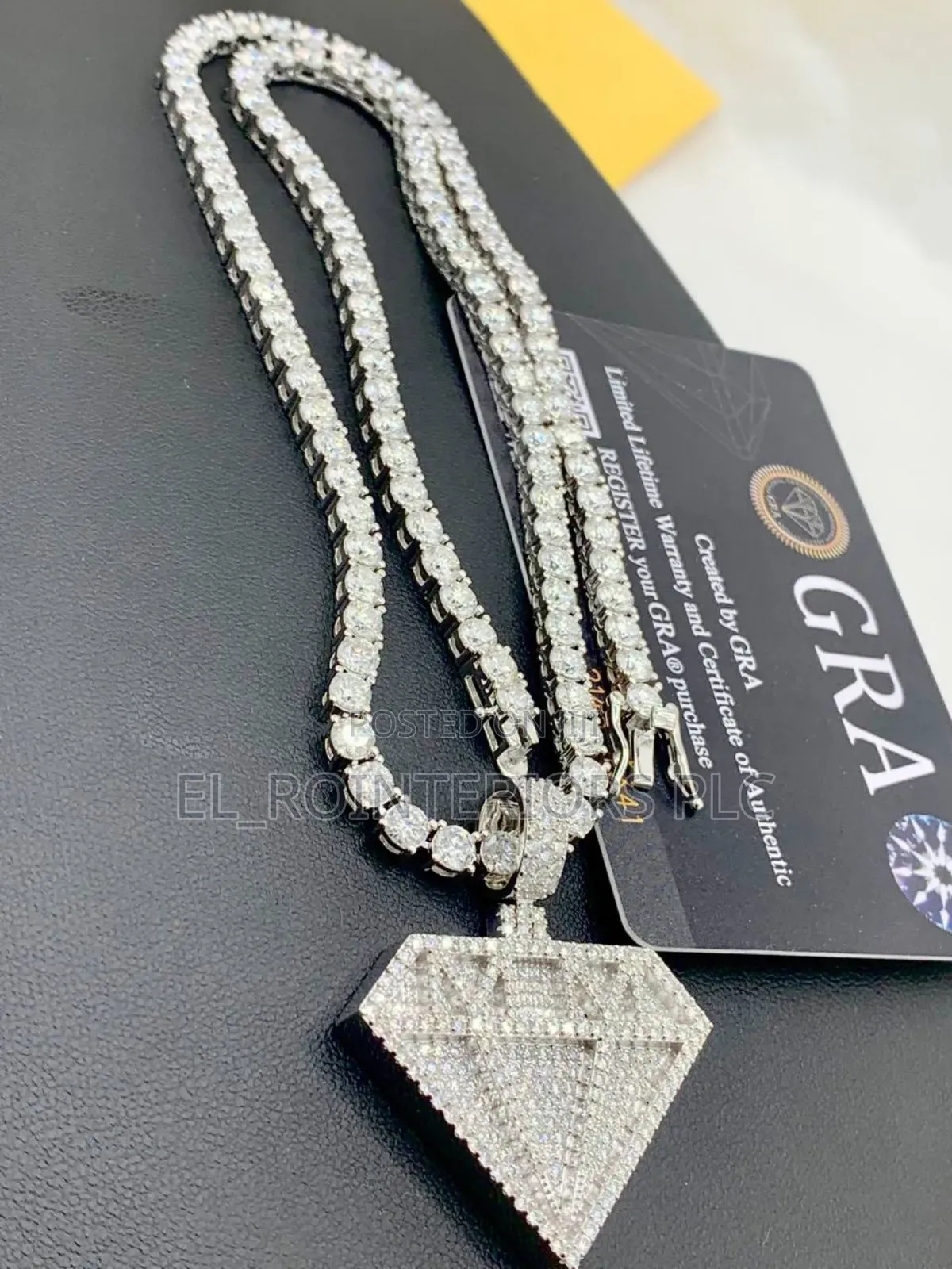 VVS Moissanite Diamond-Shaped Pendant and Tennis Necklace