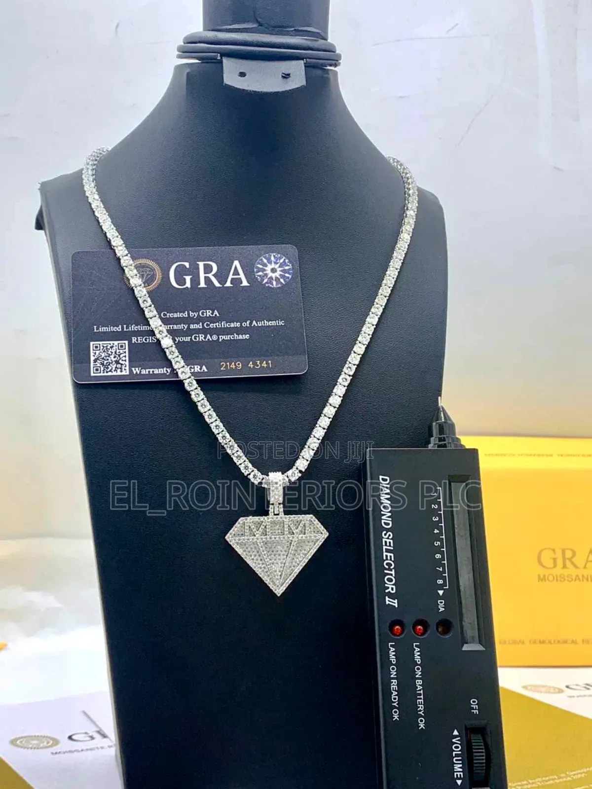 VVS Moissanite Diamond-Shaped Pendant and Tennis Necklace