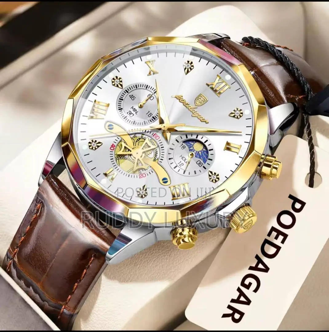 High Quality Poedagar Active Chronograph Leather Watch