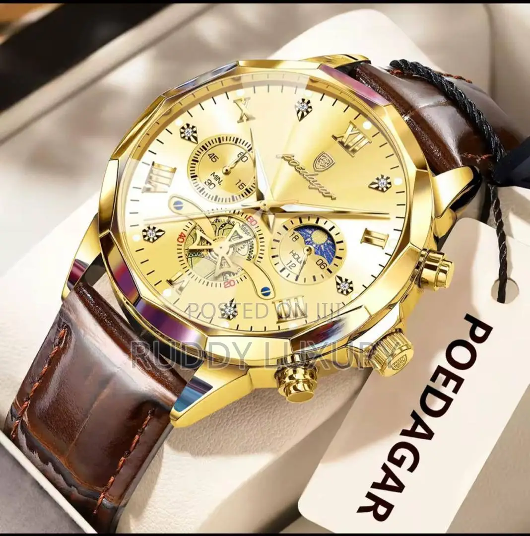 High Quality Poedagar Active Chronograph Leather Watch