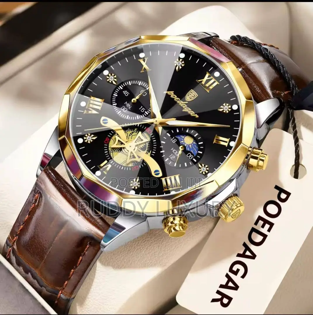 High Quality Poedagar Active Chronograph Leather Watch