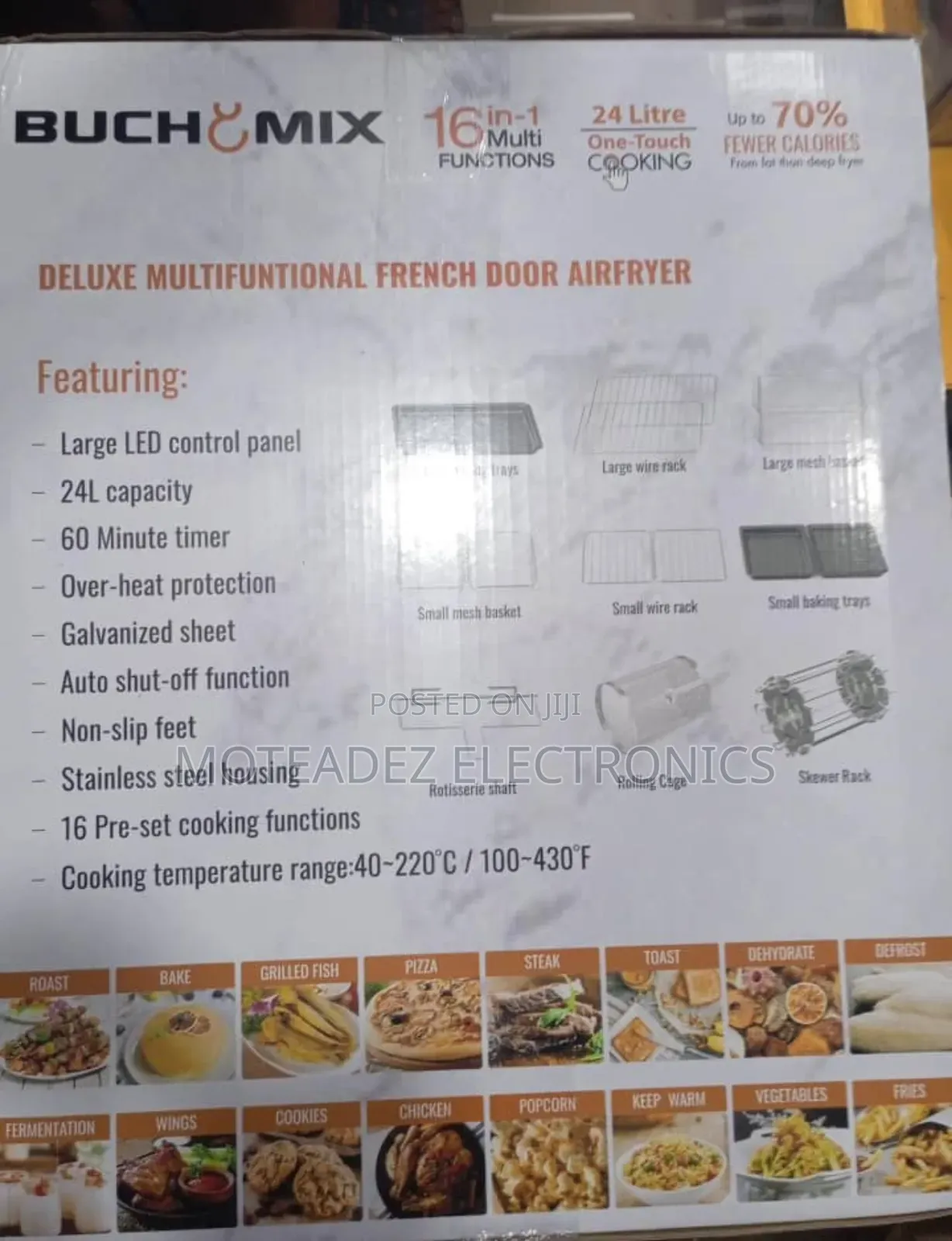 Buchymix 24l Double Compartment French Door Air Fryer Oven