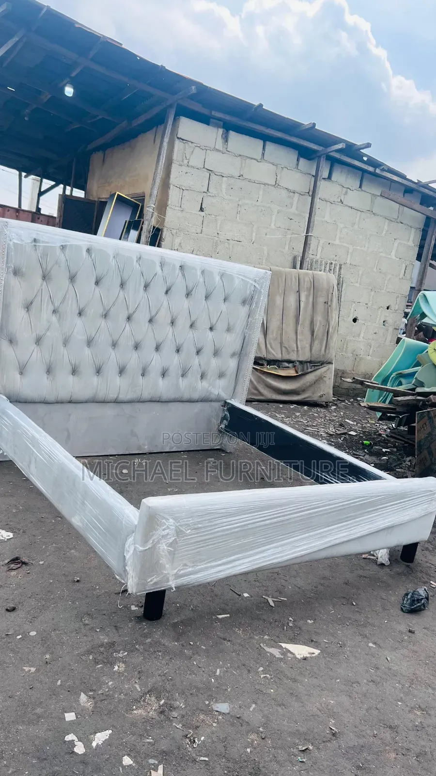 Elegant, Upholstered 6 by 6 Bedframe
