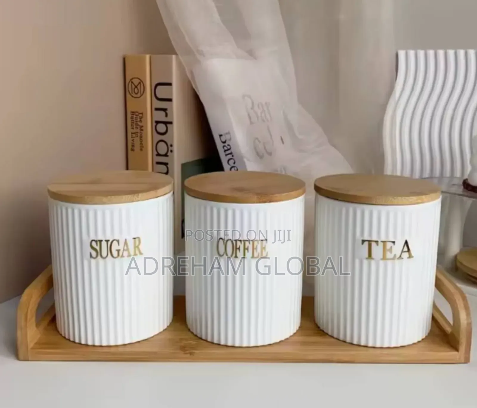 3 Piece Set European White Elk Storage Jar Set Ceramic Candy Jar Home
