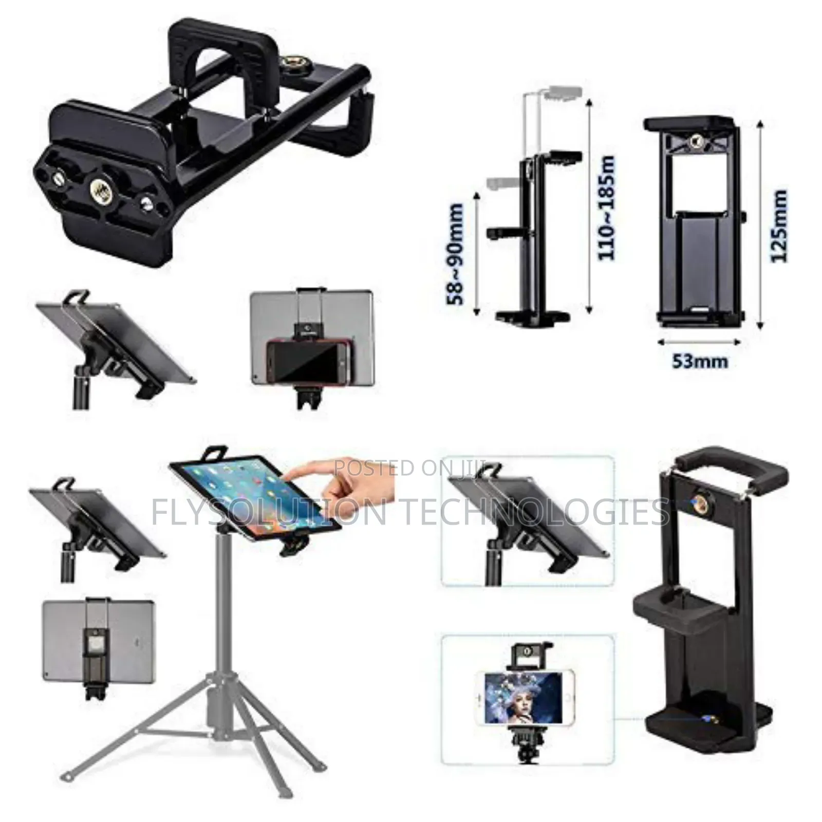 Smartphone Tablet Clip Bracket Holder Tripod Monopod Mount Adapter