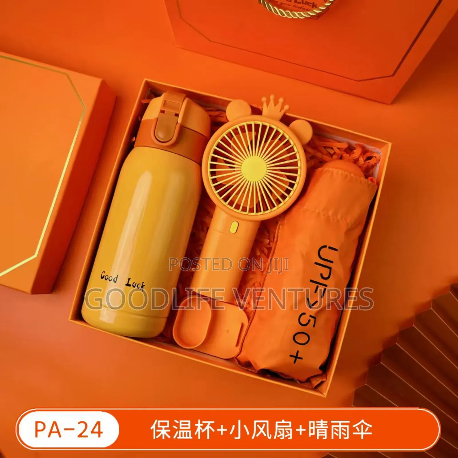 Gift Set Flask/Fan/ Umbrella