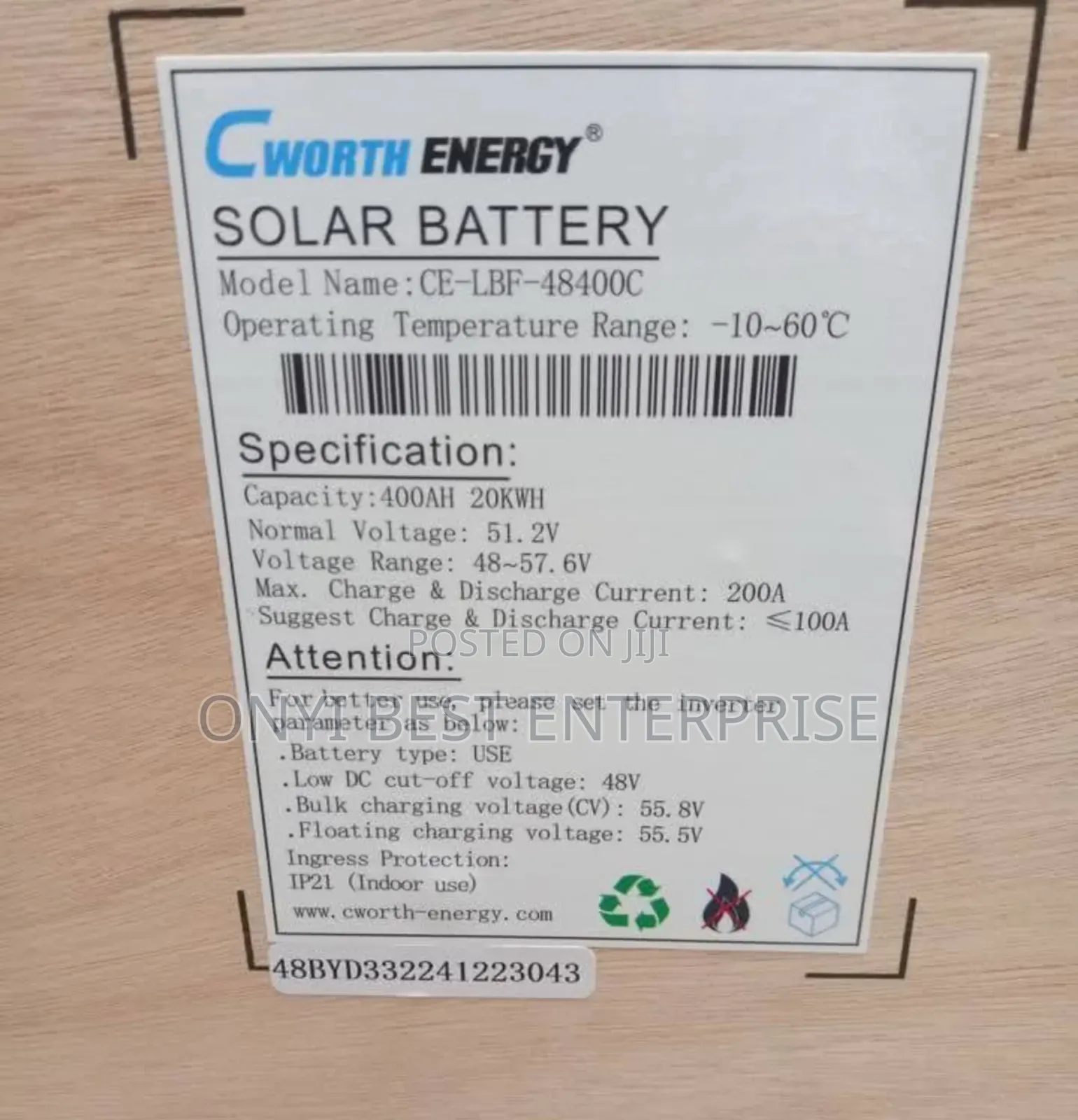 C Worth Energy Lithium Ion Battery 20kwh-51.2v Available