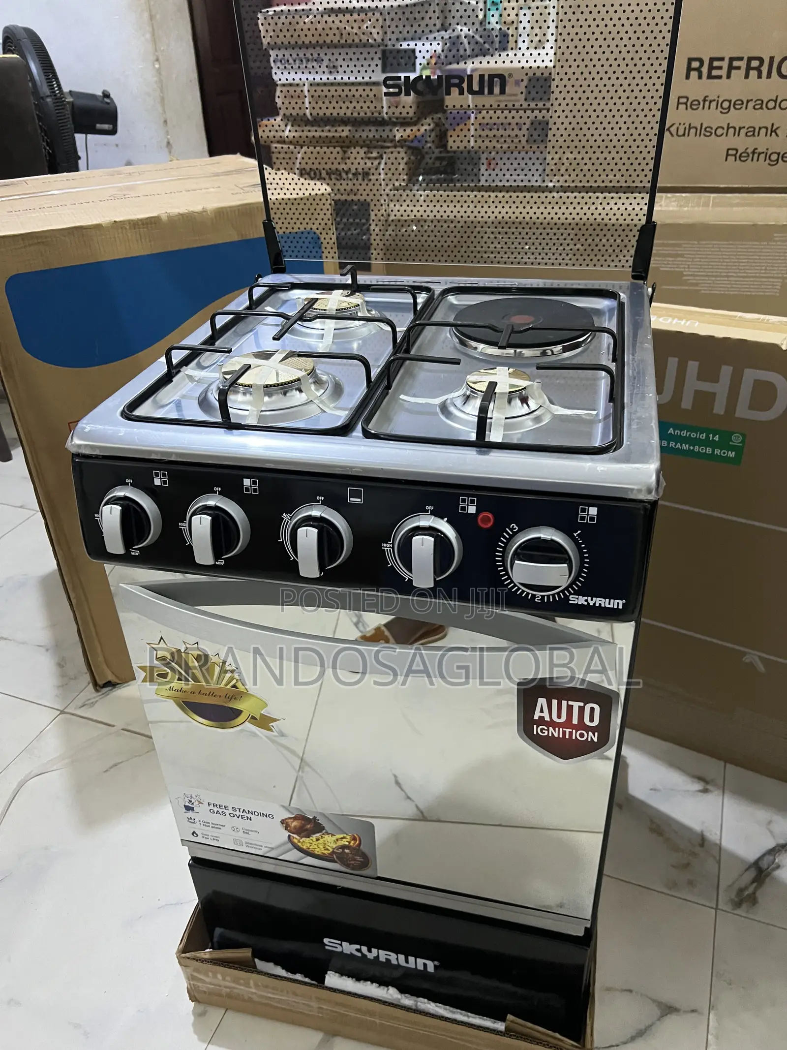 Skyrun 3+1 Standing Gas Cooker 50×50cm (Gcs-3g1e/X) – Brand New