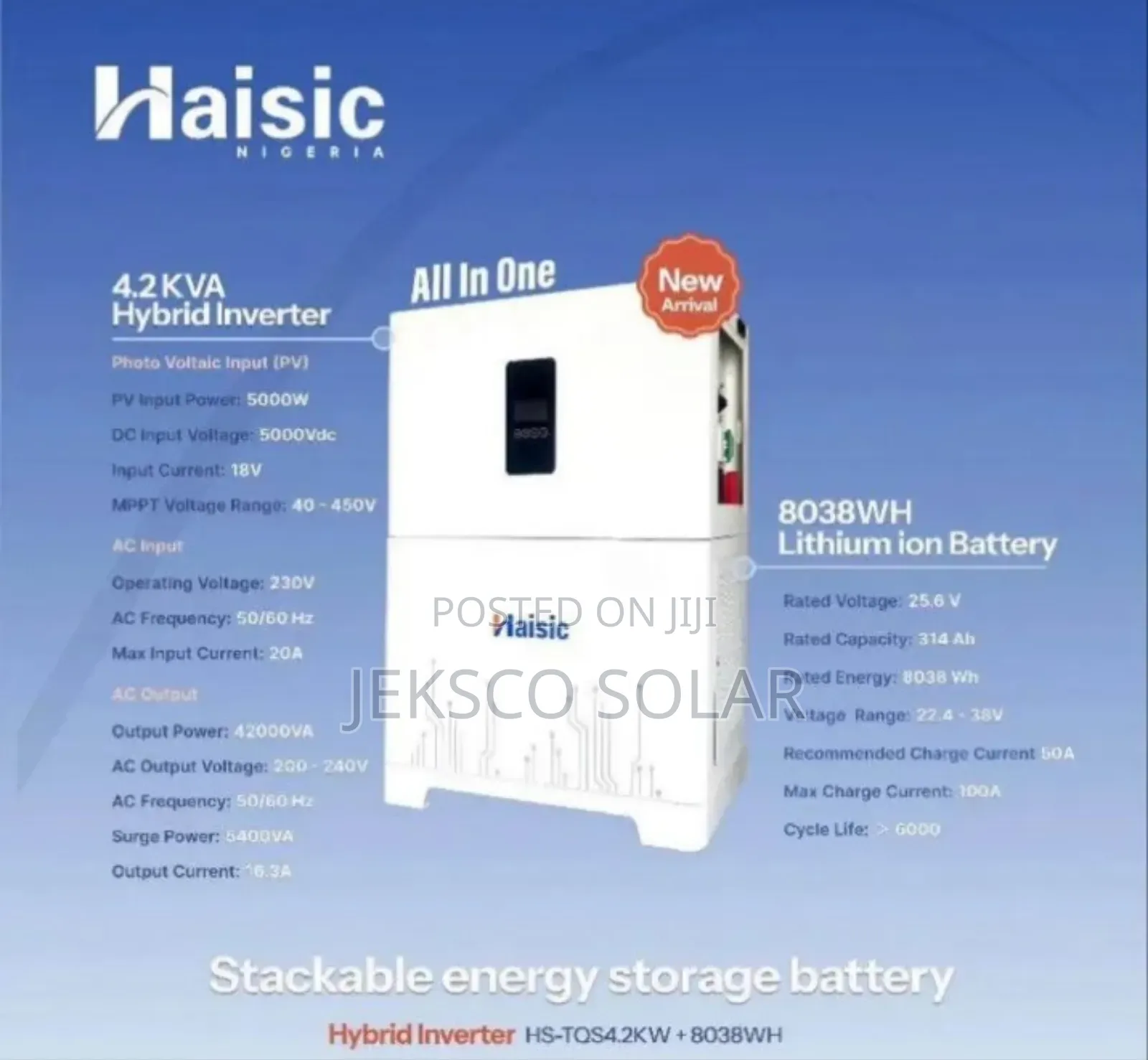 Haisic All in One 8kw, 4kva, Solar Generator.
