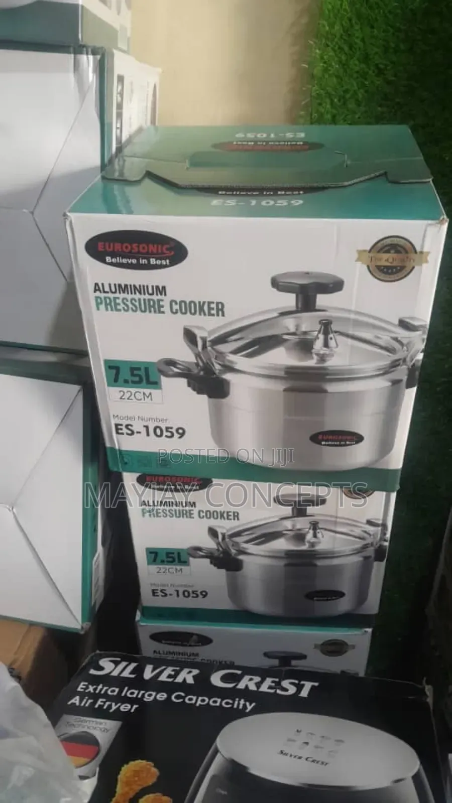 Eurosonic 7.5litres Aluminium Pressure Cooker- 22cm Diameter-Es1059