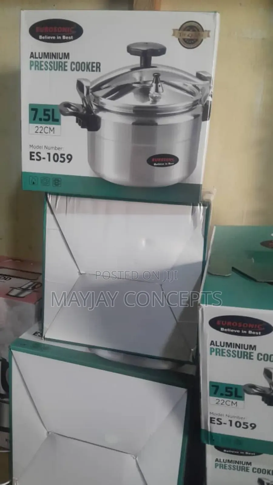Eurosonic 7.5litres Aluminium Pressure Cooker- 22cm Diameter-Es1059