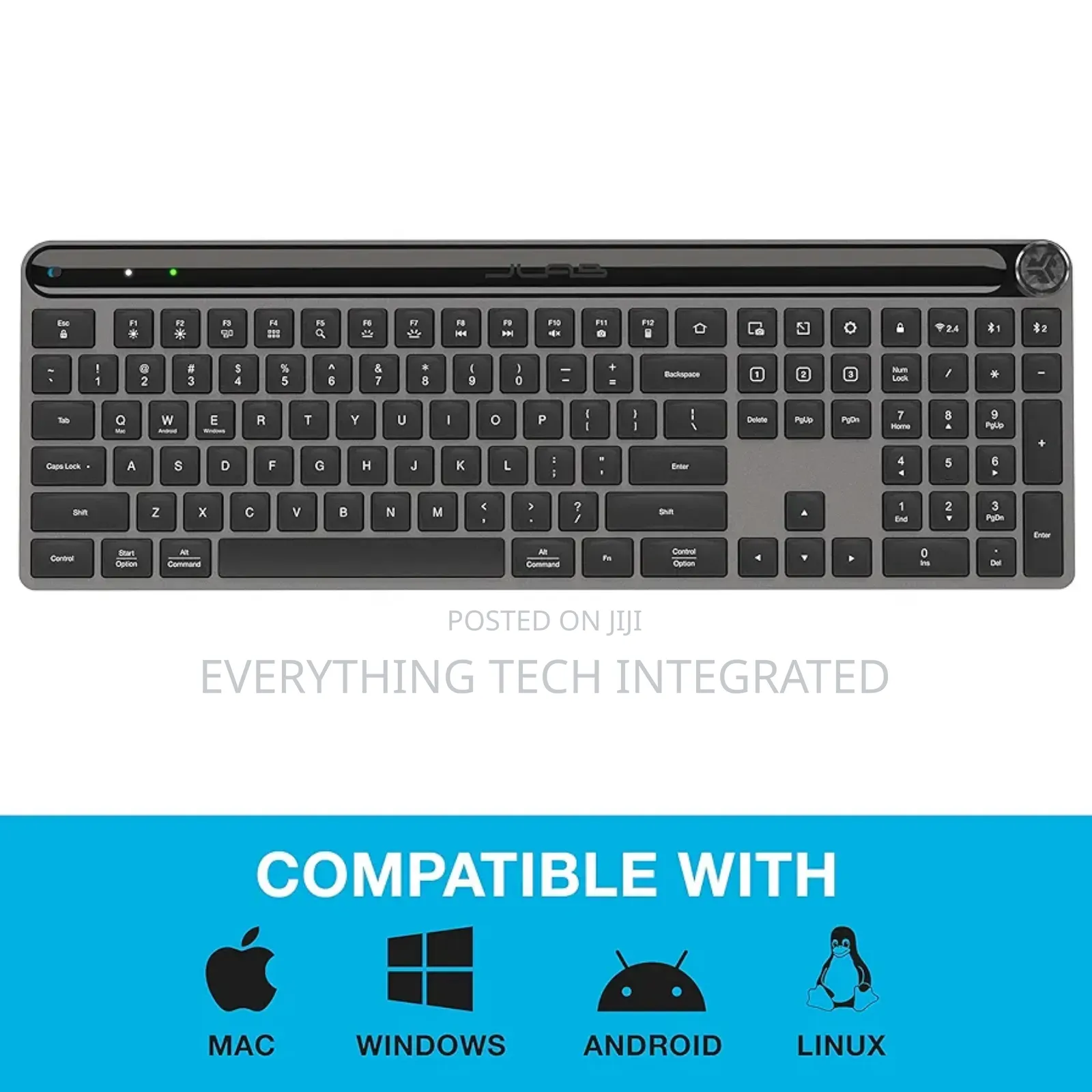 Jlab Epic Wireless Keyboard, Black, 108 Keys, Connect via Bluetooth