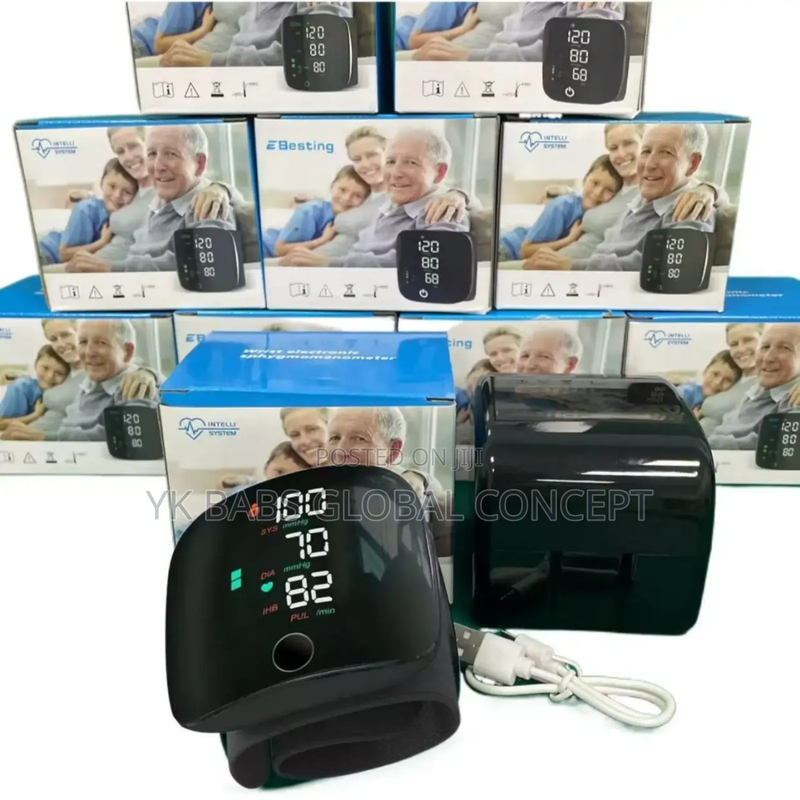 Rechargeable Voice Wrist Blood Pressure Monitor Digital LCD Display