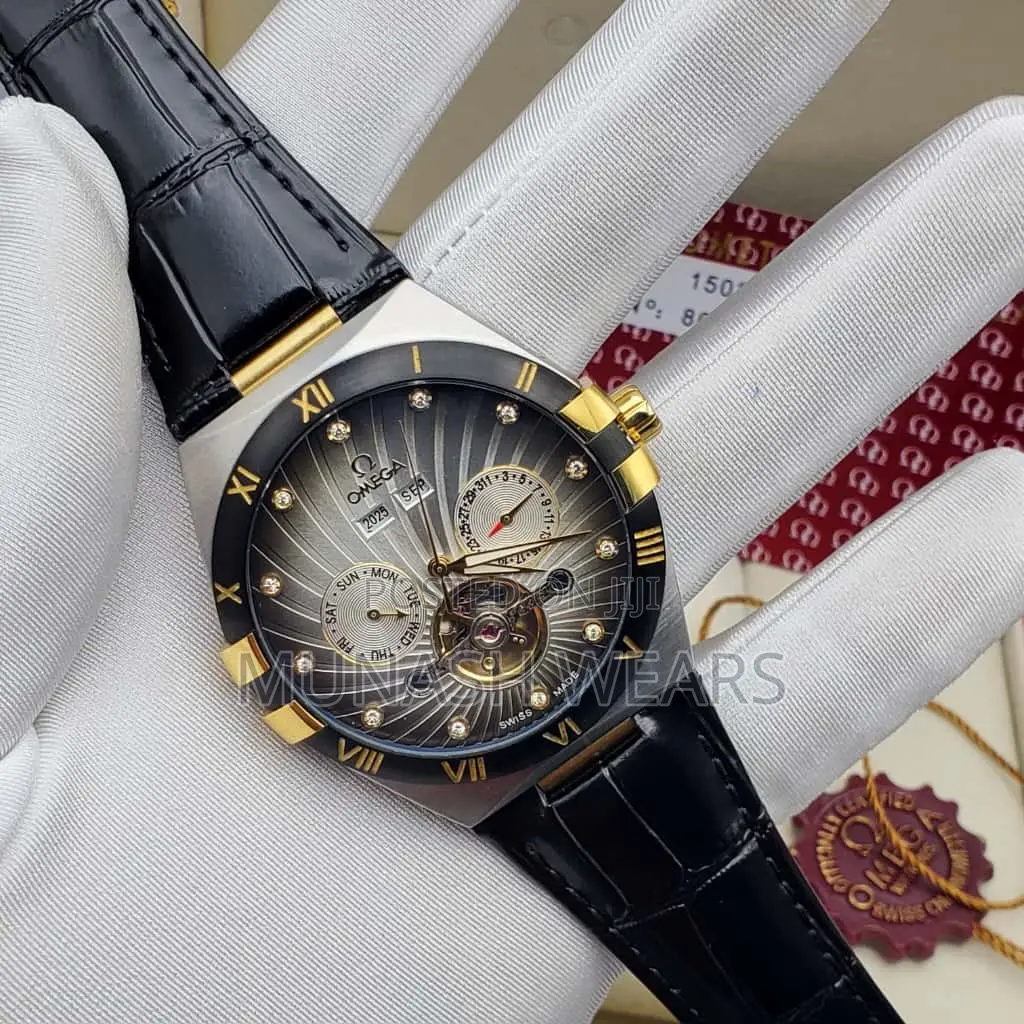 Omega Leather Strap Wristwatch