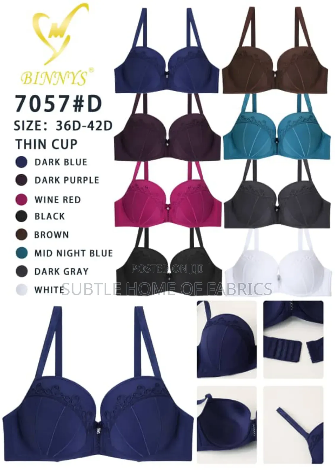 Binnys 900#D Thin Cup Bra – Full Support Everyday Comfort (36d–42d)