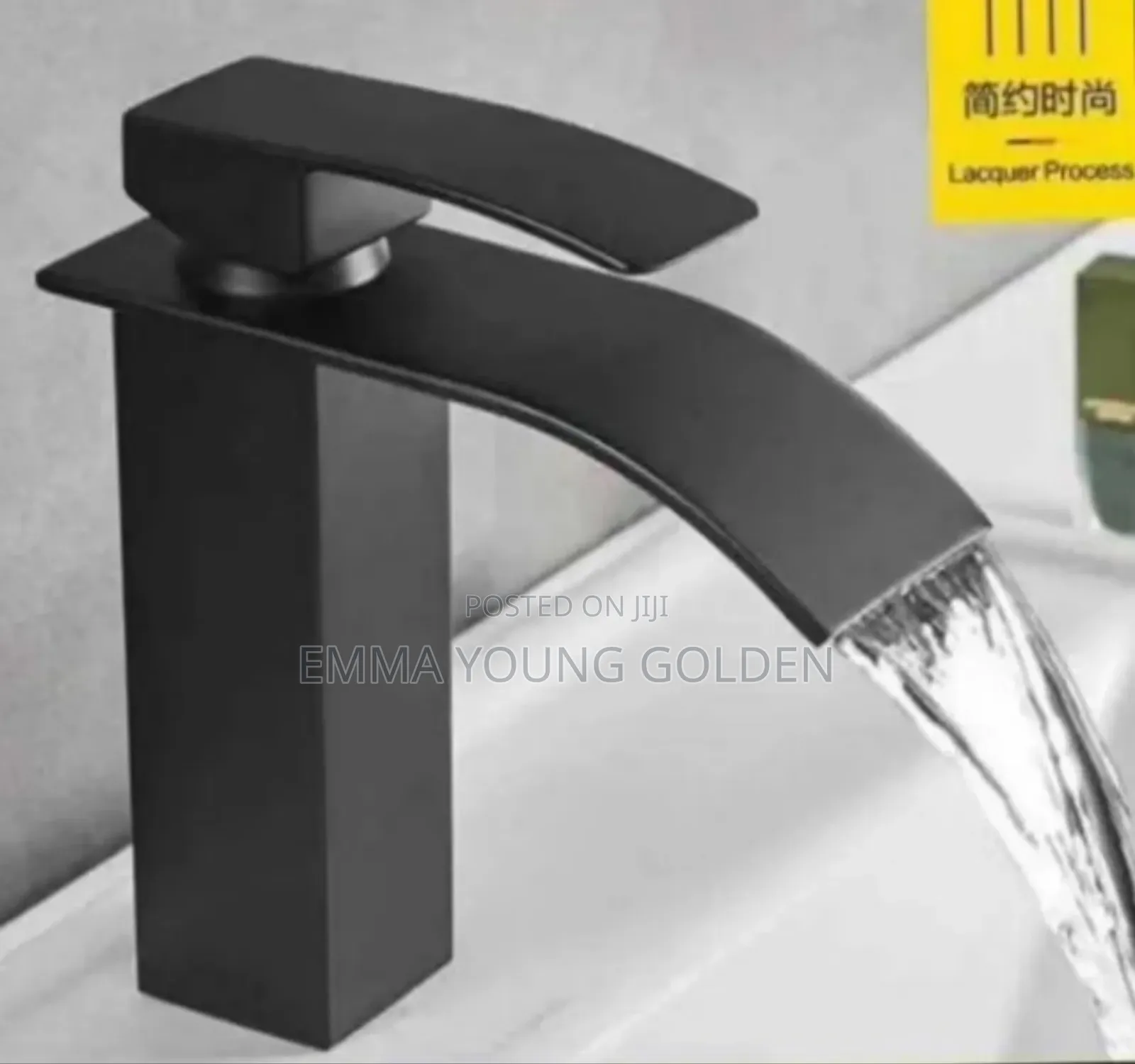 Black Matt Rain Fall Basin Mixer